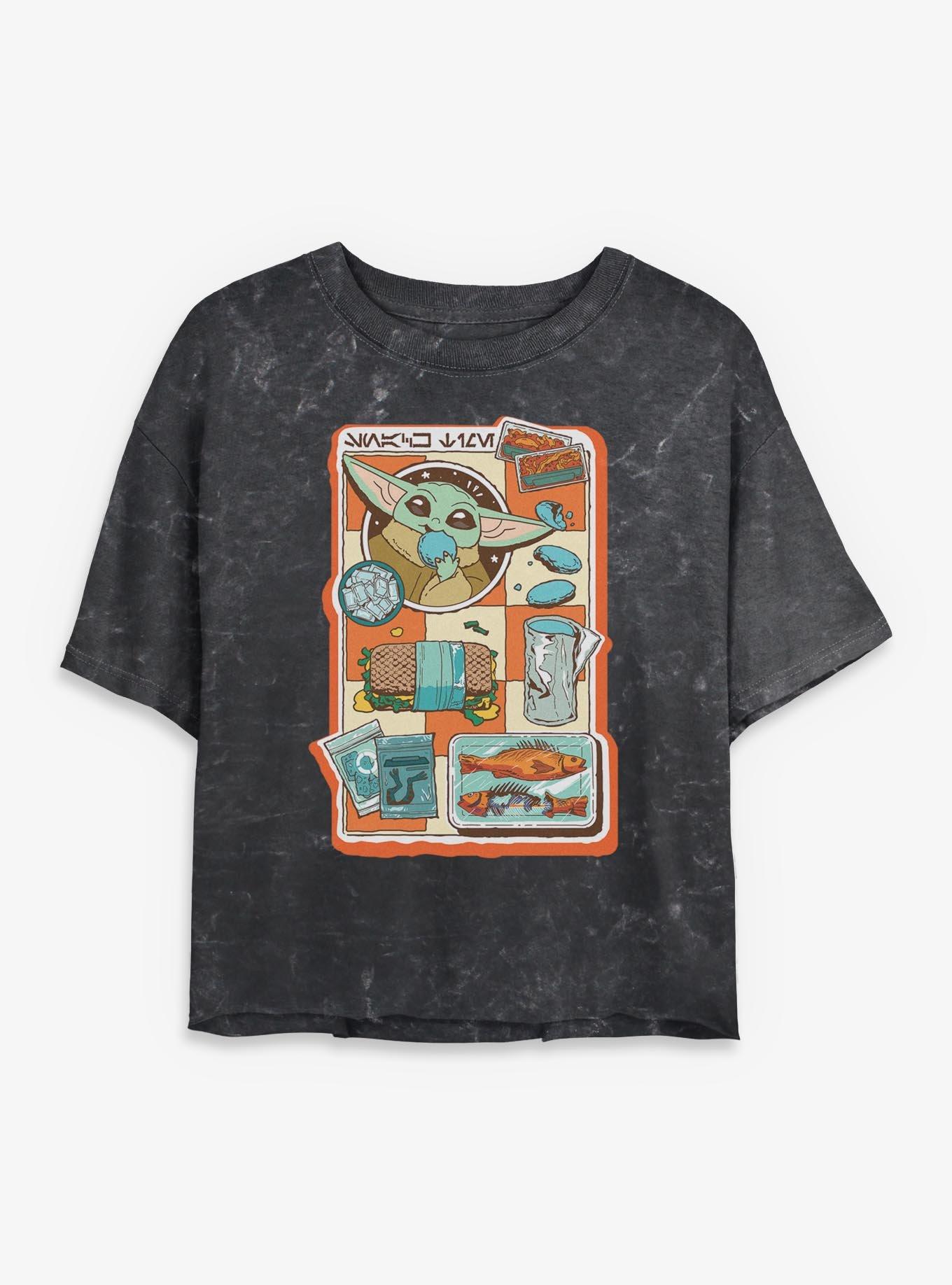 Star Wars The Mandalorian & Grogu Snack Time Girls Mineral Wash Crop T-Shirt, , hi-res