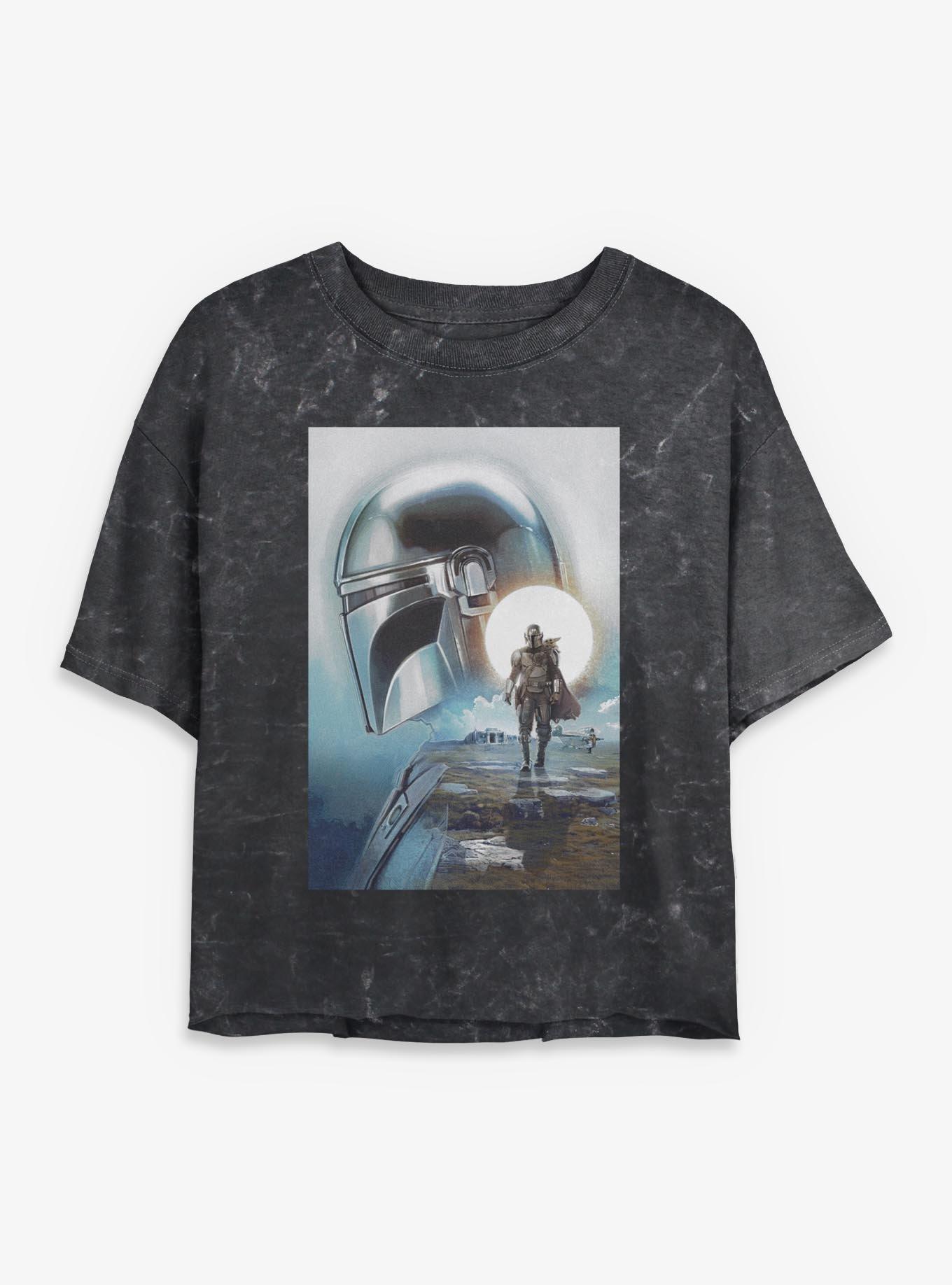 Star Wars The Mandalorian & Grogu Poster Girls Mineral Wash Crop T-Shirt, , hi-res