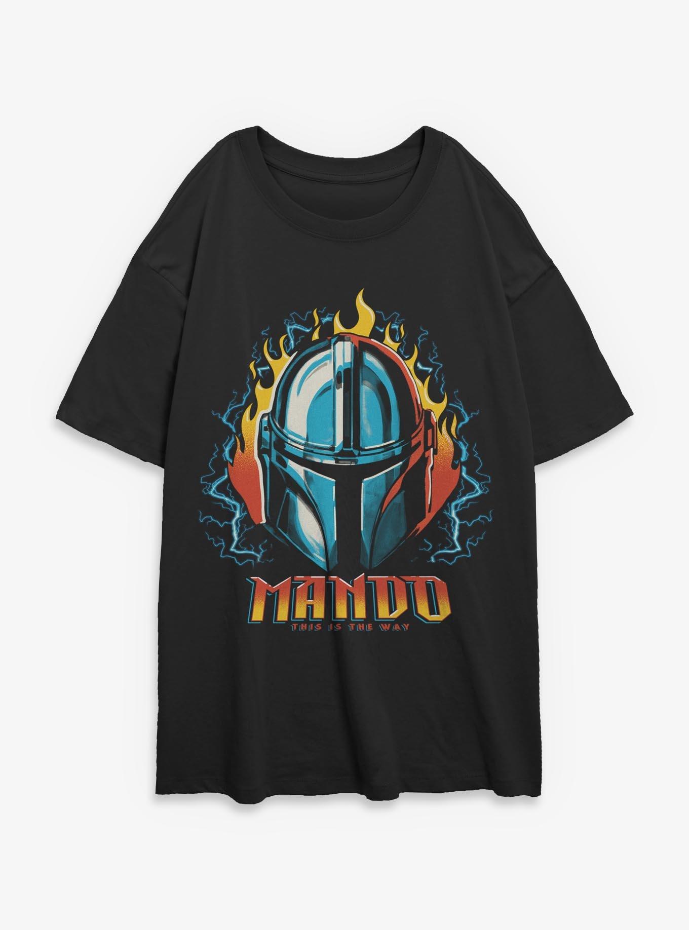 Star Wars The Mandalorian Flame Helmet Girls Oversized T-Shirt, , hi-res