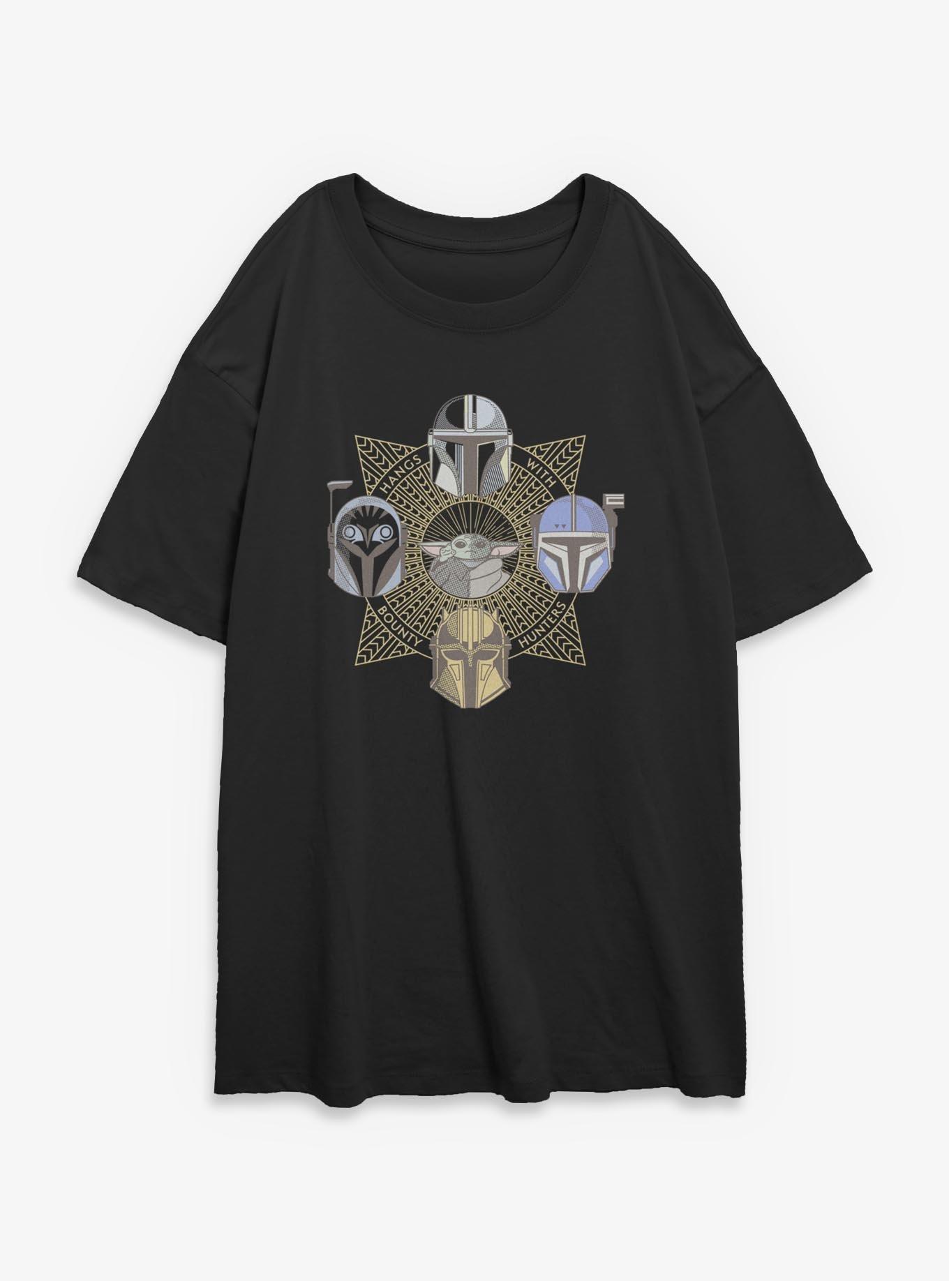 Star Wars The Mandalorian Grogu And Hunters Girls Oversized T-Shirt, , hi-res