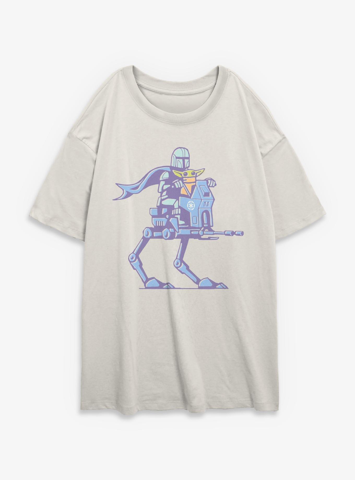 Star Wars The Mandalorian & Grogu On A Ride Girls Oversized T-Shirt