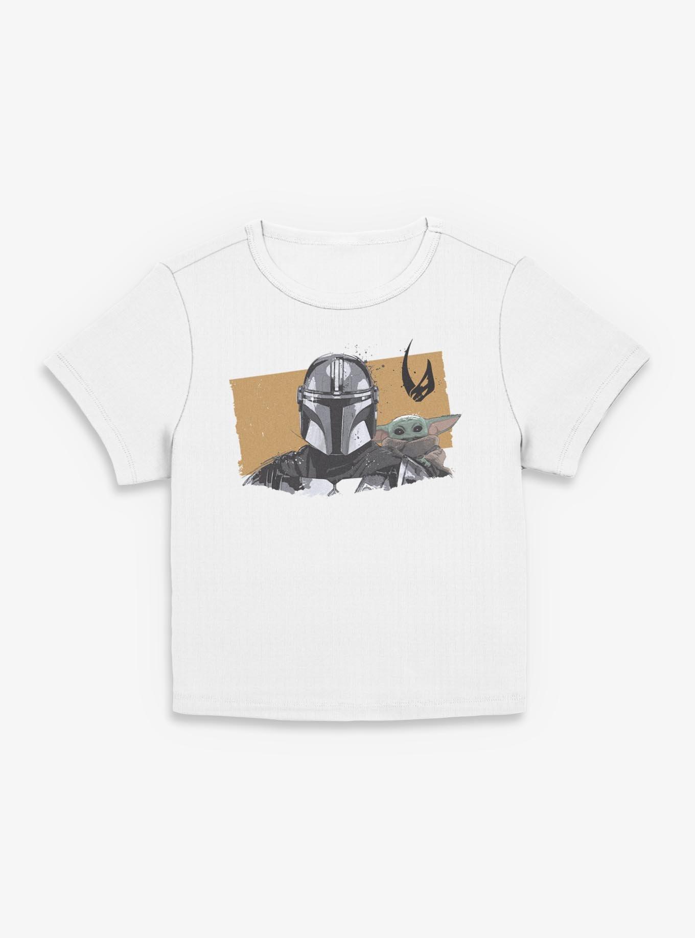 Star Wars The Mandalorian & Grogu Bounty Hunter and the Child Portrait Girls Baby T-Shirt