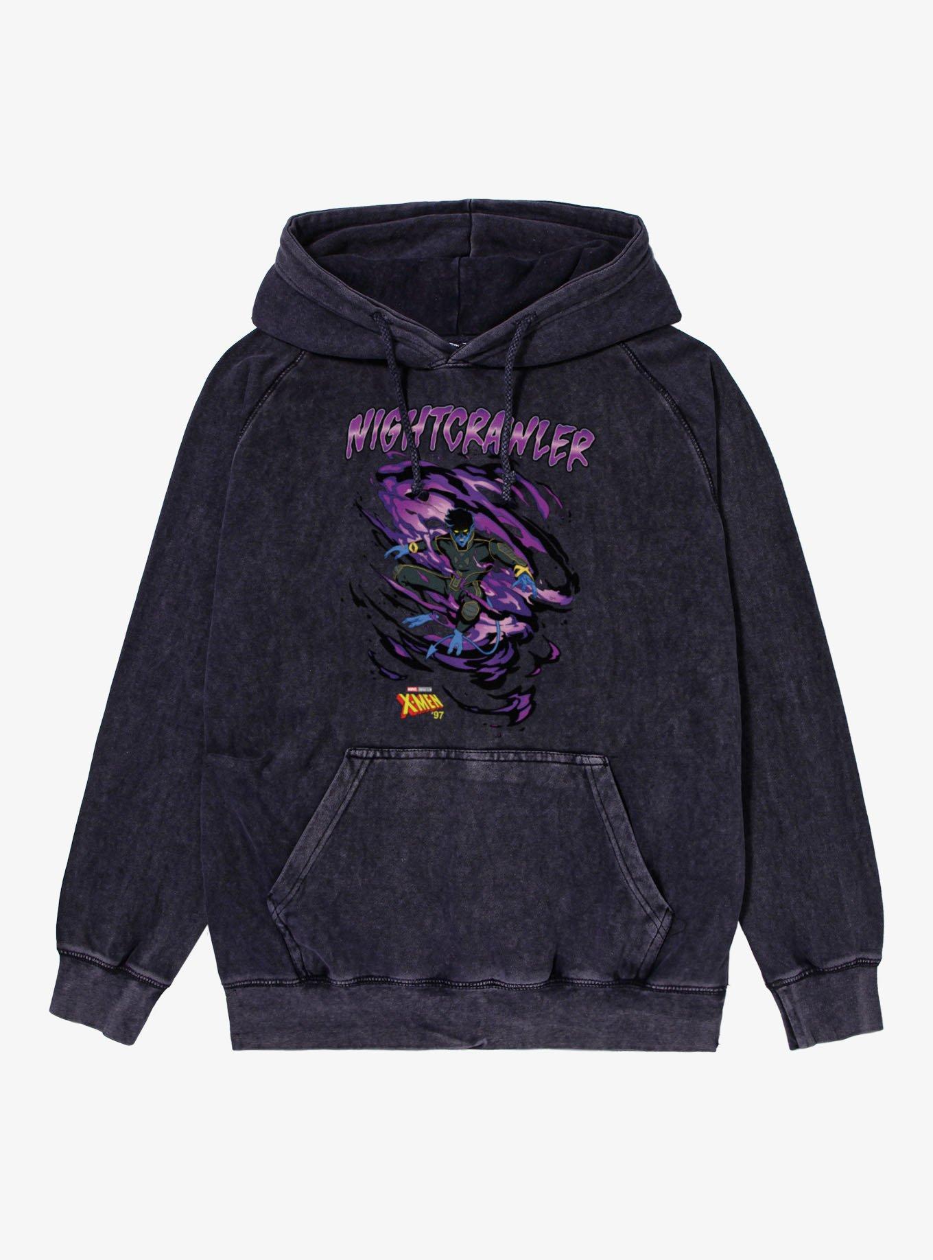 Marvel X-Men '97 Nightcrawler Portal Swirl Mineral Wash Hoodie, , hi-res