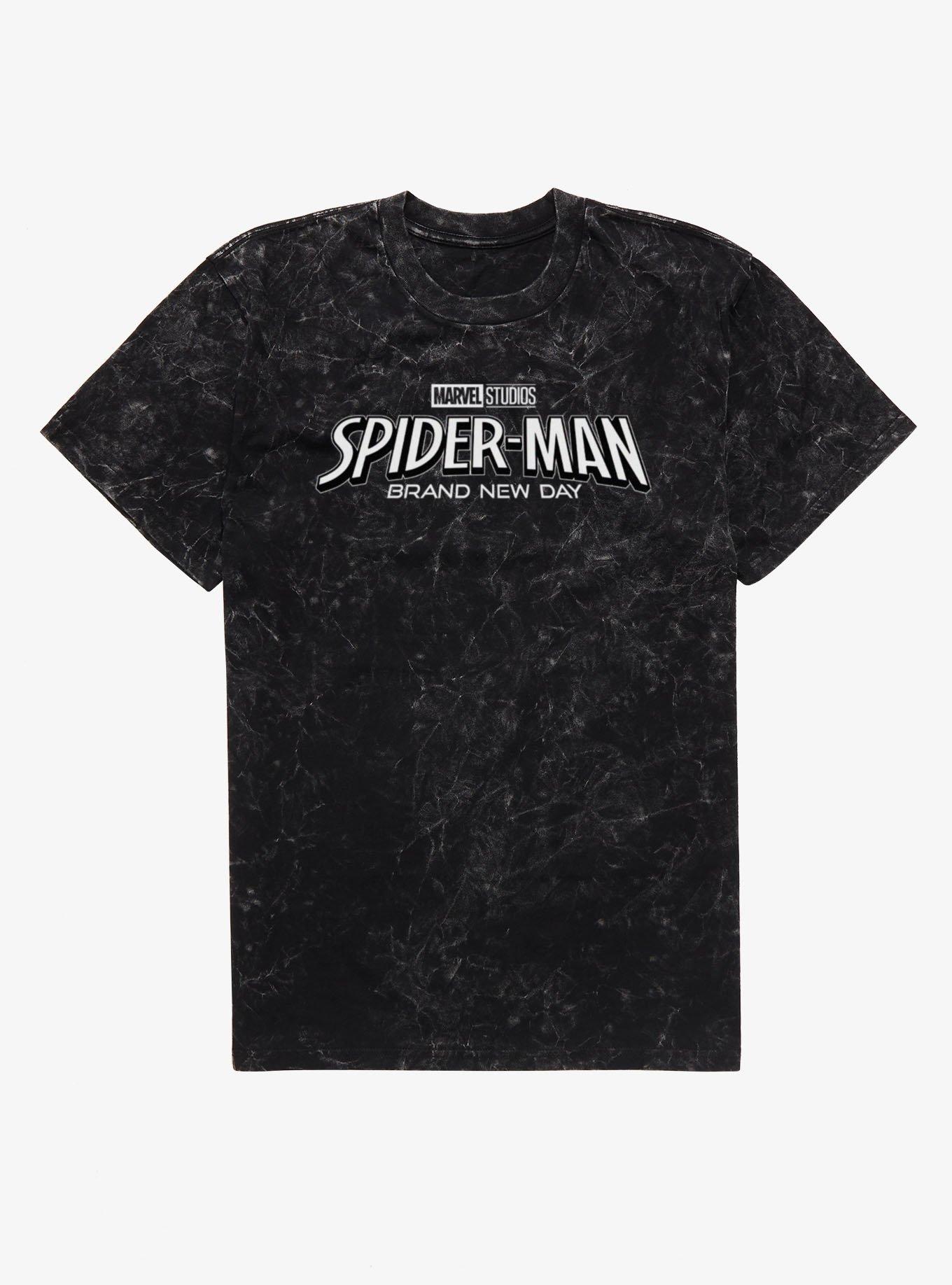 Marvel Spider-Man Brand New Day Logo Mineral Wash T-Shirt, BLACK MINERAL WASH, hi-res view 1