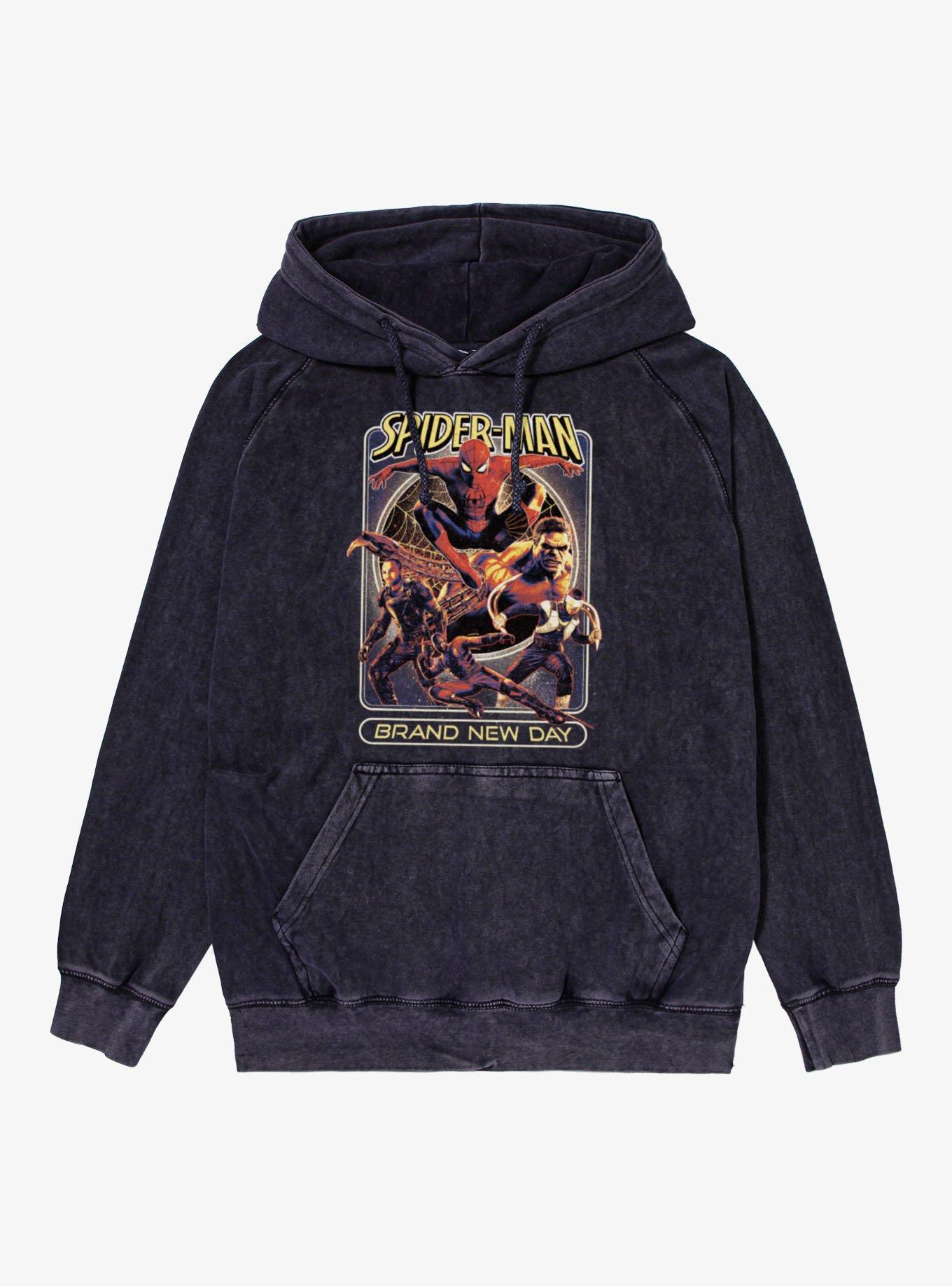 Marvel Spider-Man Brand New Day Leap Into Battle Vintage Mineral Washed Hoodie
