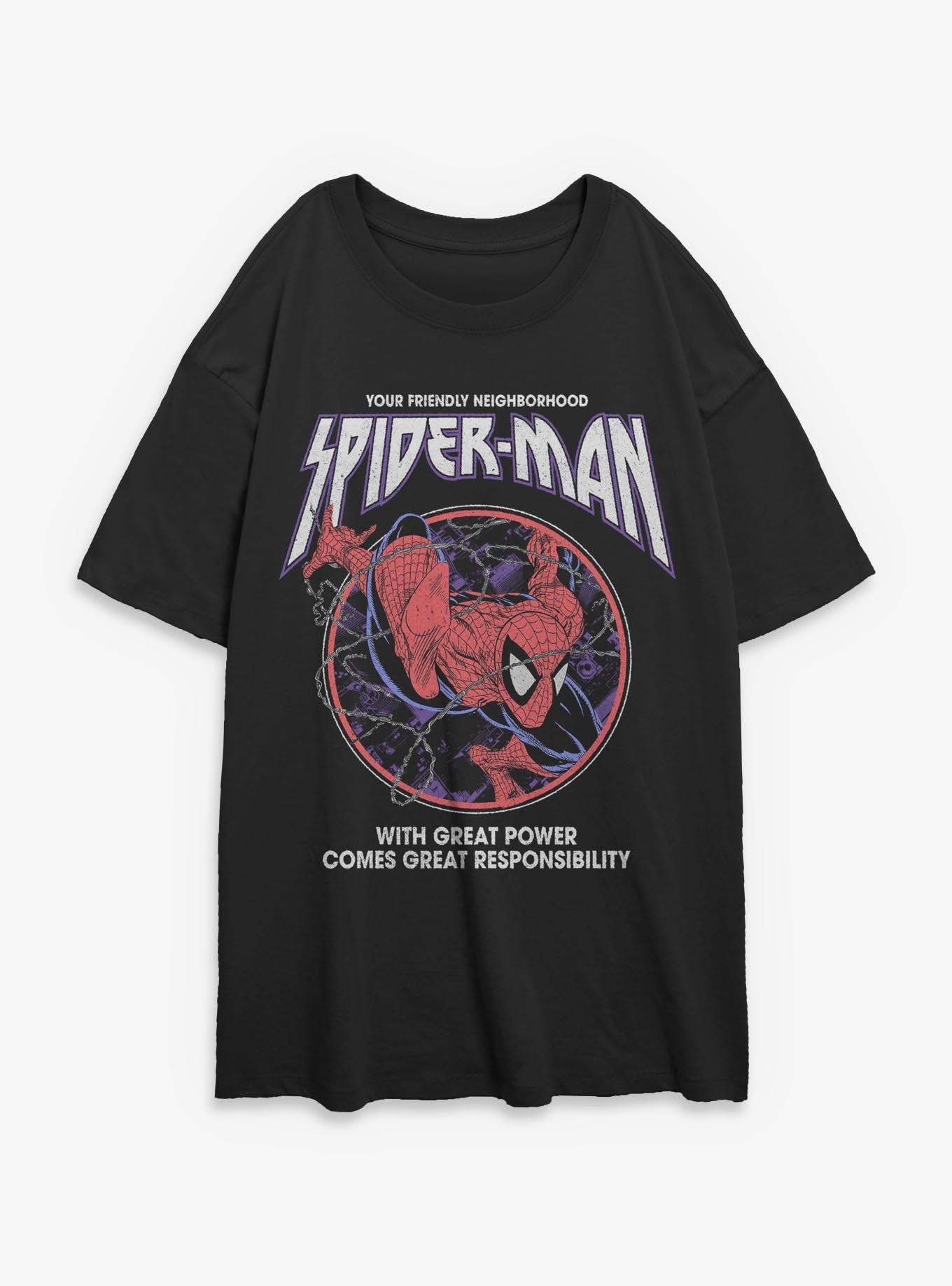 Marvel Venom  Great Power Great Responsibility Womens Oversized T-Shirt Box Lunch Exclusives, BLACK, hi-res view 1