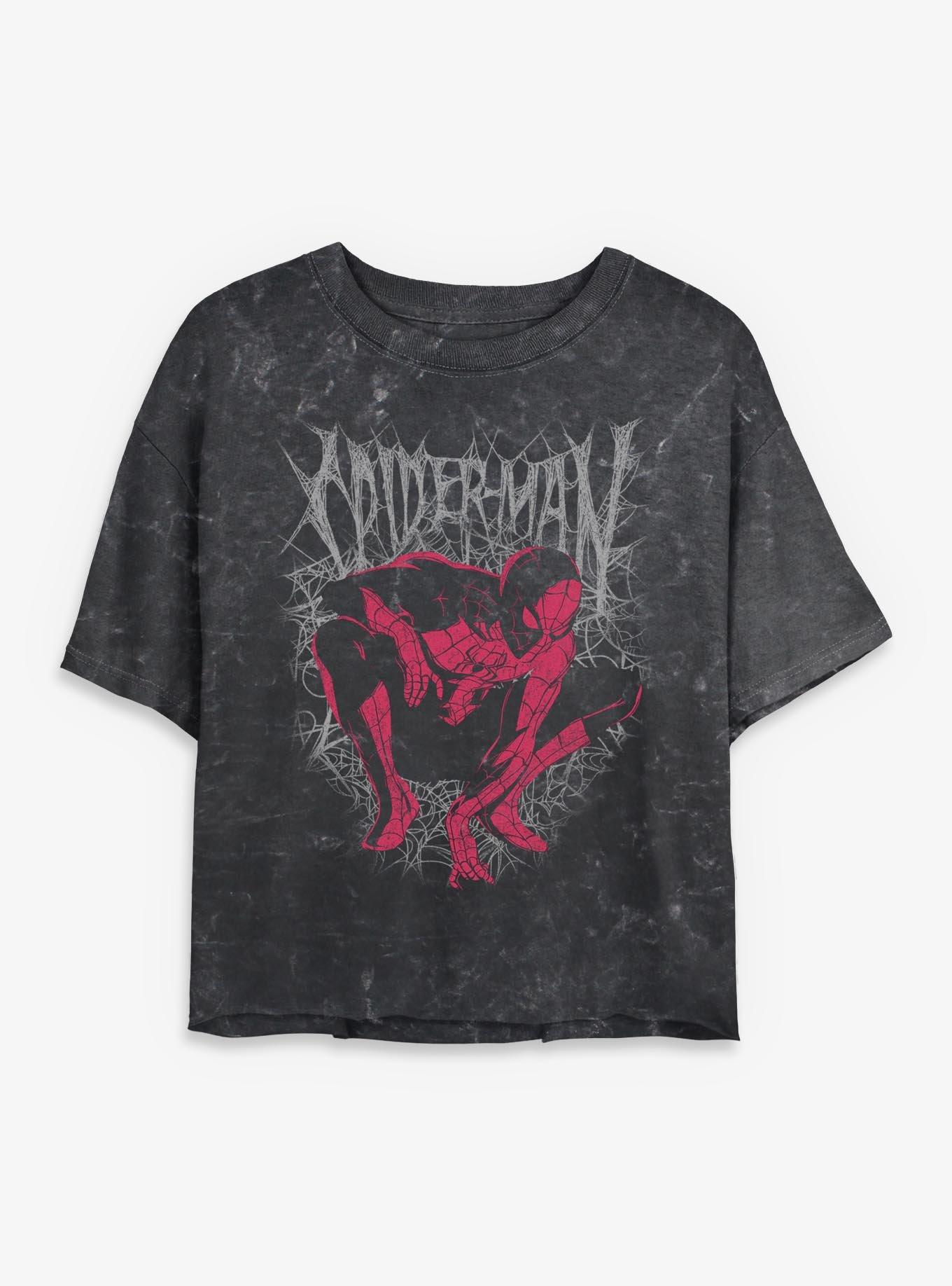 Marvel Spider-Man: Brand New Day In The Shadows Girls Mineral Wash Crop T-Shirt Hot Topic Exclusive, , hi-res