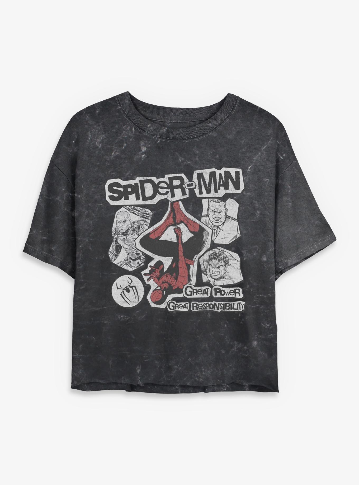 Marvel Spider-Man: Brand New Day Great Power Girls Mineral Wash Crop T-Shirt Hot Topic Exclusive, , hi-res