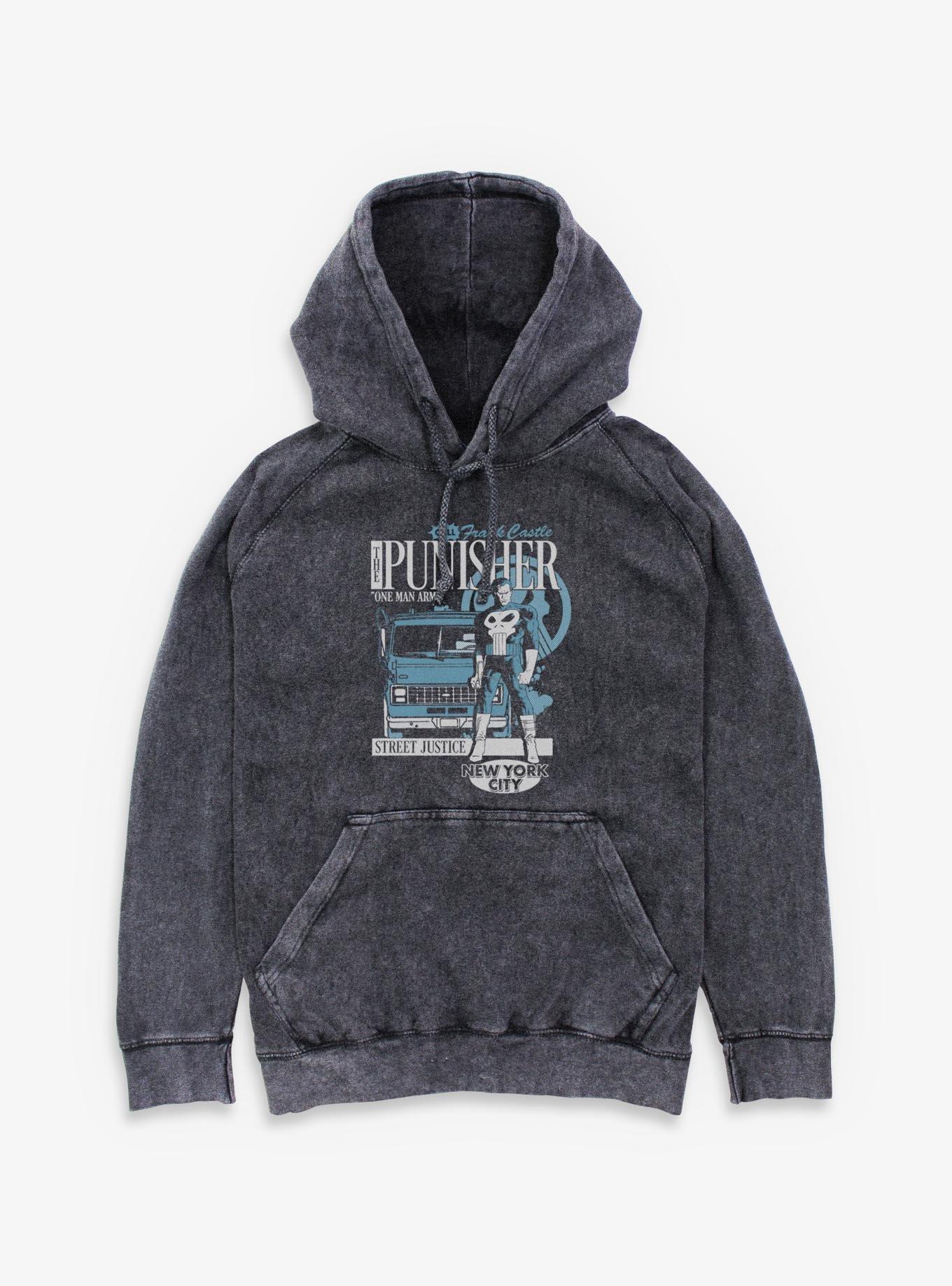 Marvel Punisher One Man Army Mineral Wash Hoodie Hot Topic Exclusive, , hi-res
