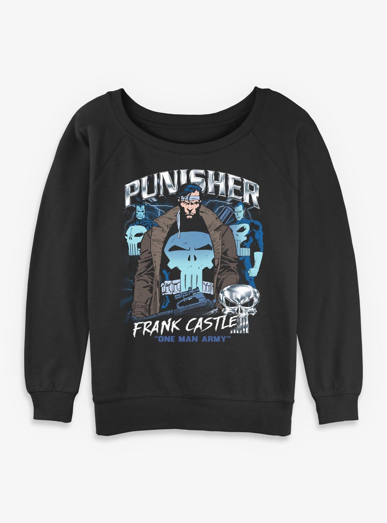 Marvel Punisher Collage Girls Slouchy Sweatshirt Hot Topic Exclusive, , hi-res