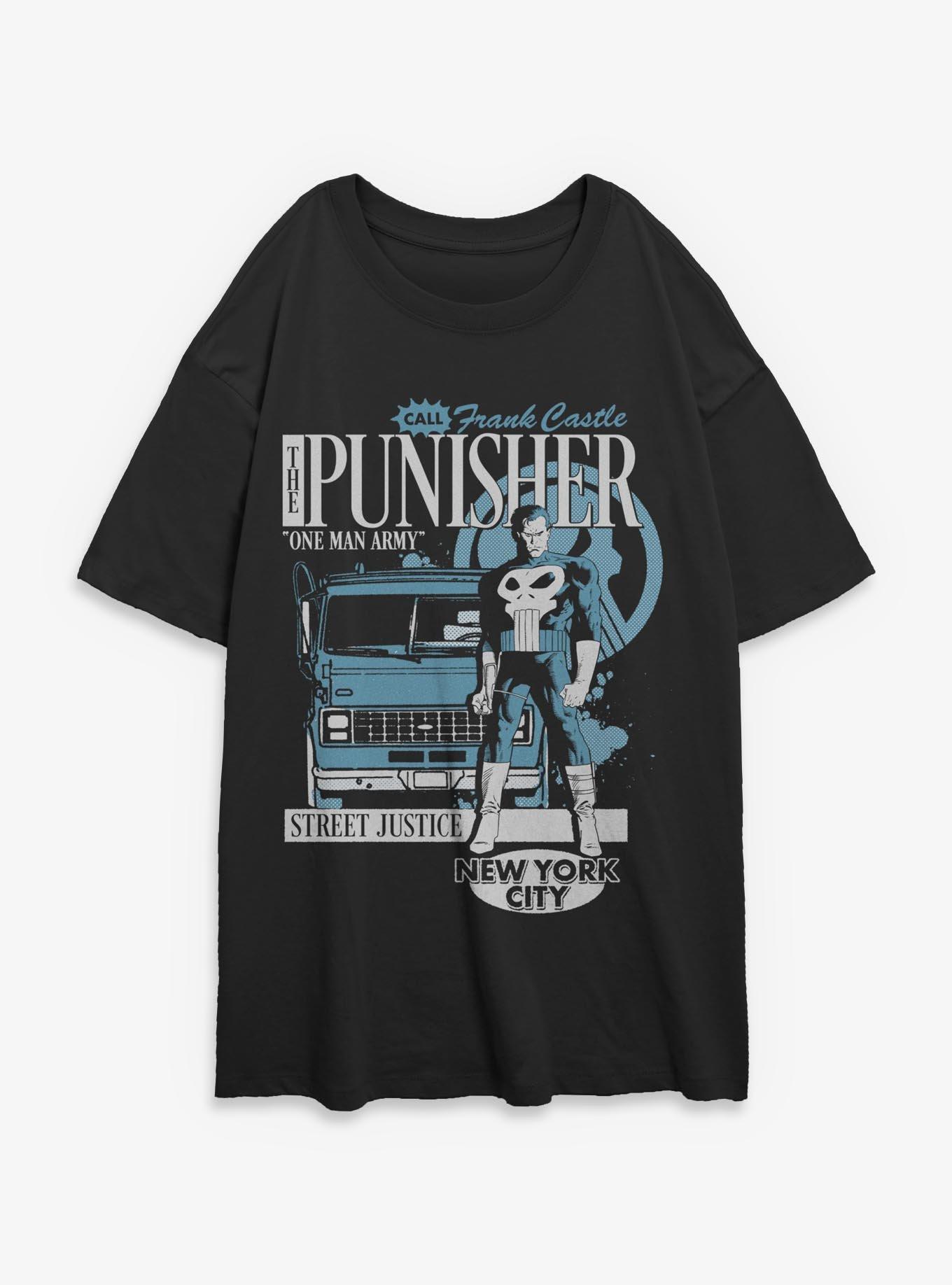 Marvel Punisher One Man Army Girls Oversized T-Shirt Hot Topic Exclusive, , hi-res