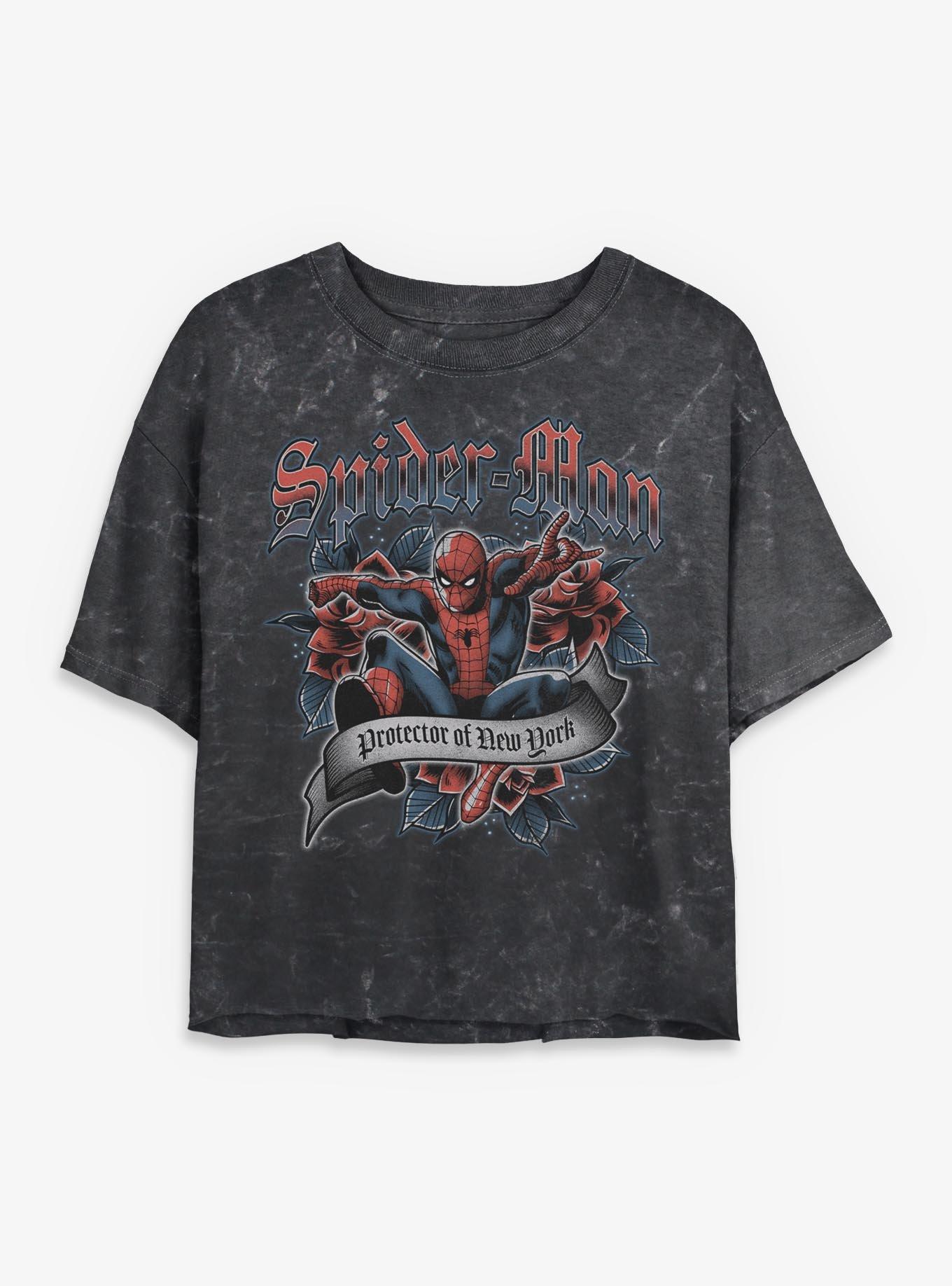Marvel Venom  Spider Man Tattoo Mineral Wash Womens Crop T-Shirt Box Lunch Exclusives, , hi-res
