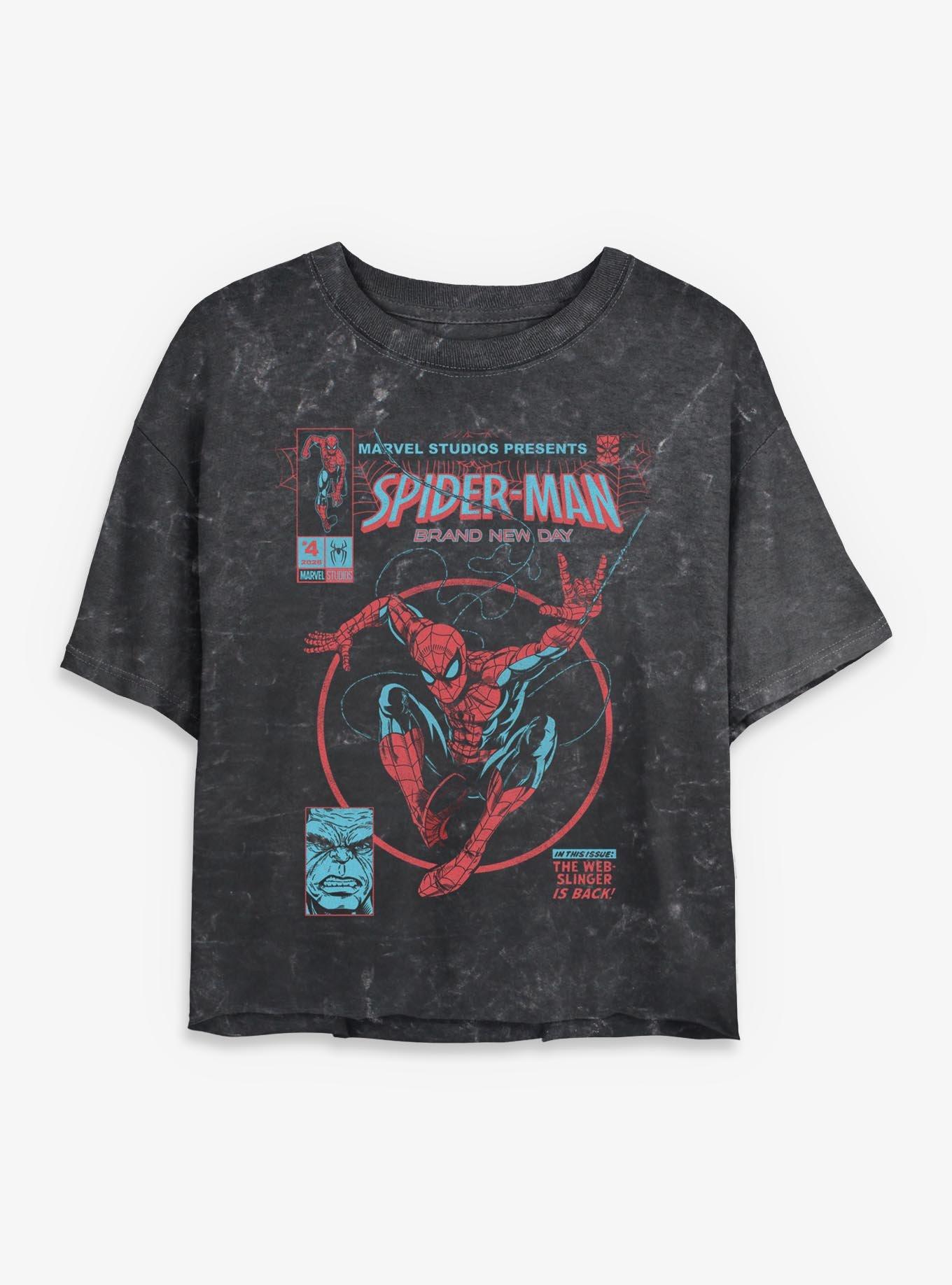 Marvel Spider-Man: Brand New Day  Brand New Day Comic Mineral Wash Womens Crop T-Shirt Box Lunch Exclusives, , hi-res