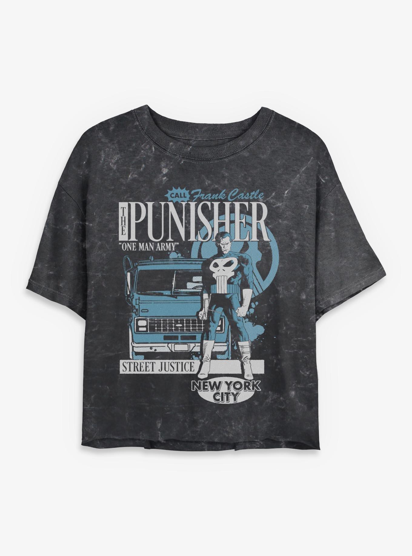 Marvel Punisher  Van Delivery Mineral Wash Womens Crop T-Shirt Box Lunch Exclusives