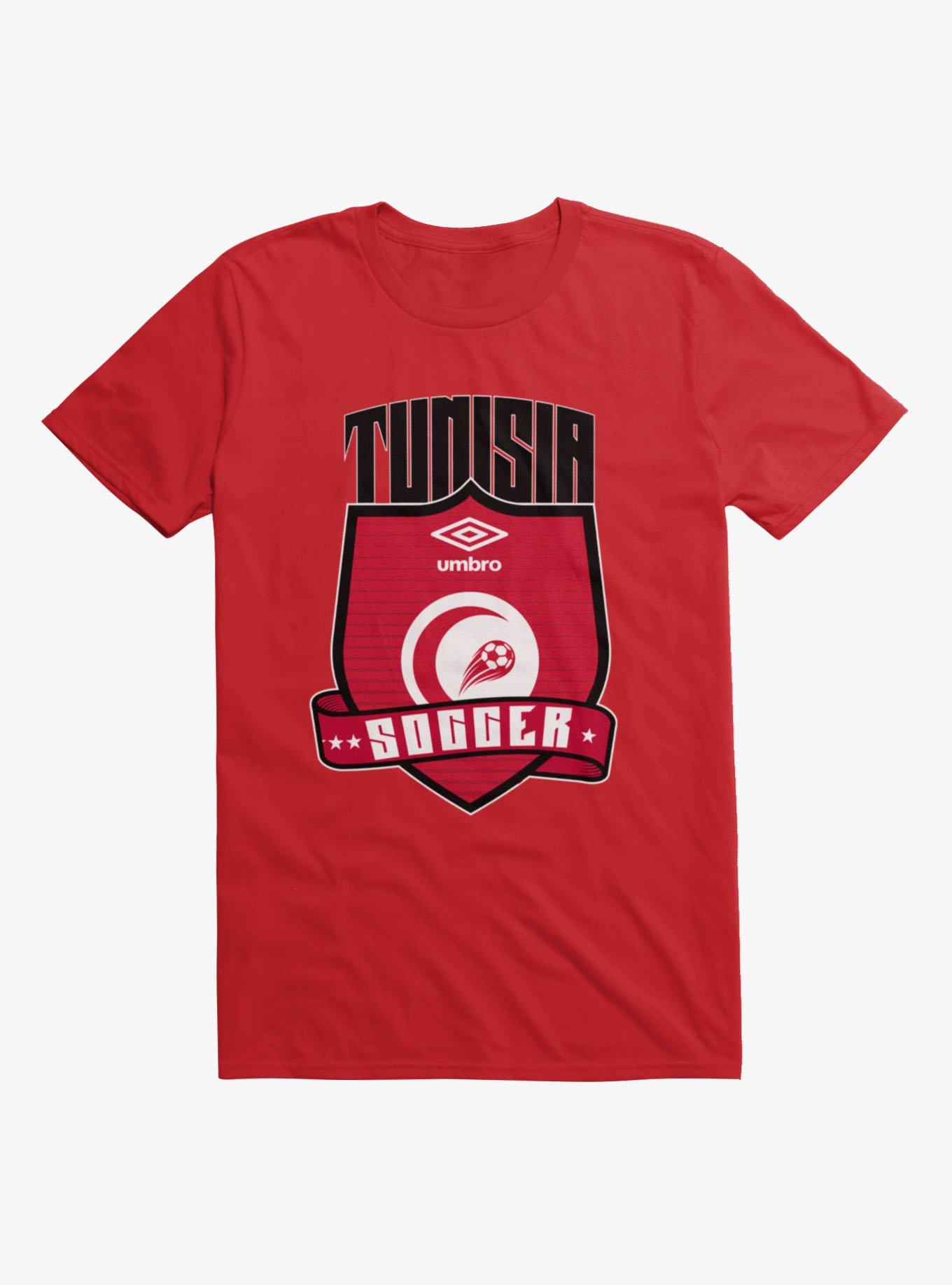Umbro Soccer Tunisia Ribbon Shield Crest T-Shirt, RED, hi-res view 1