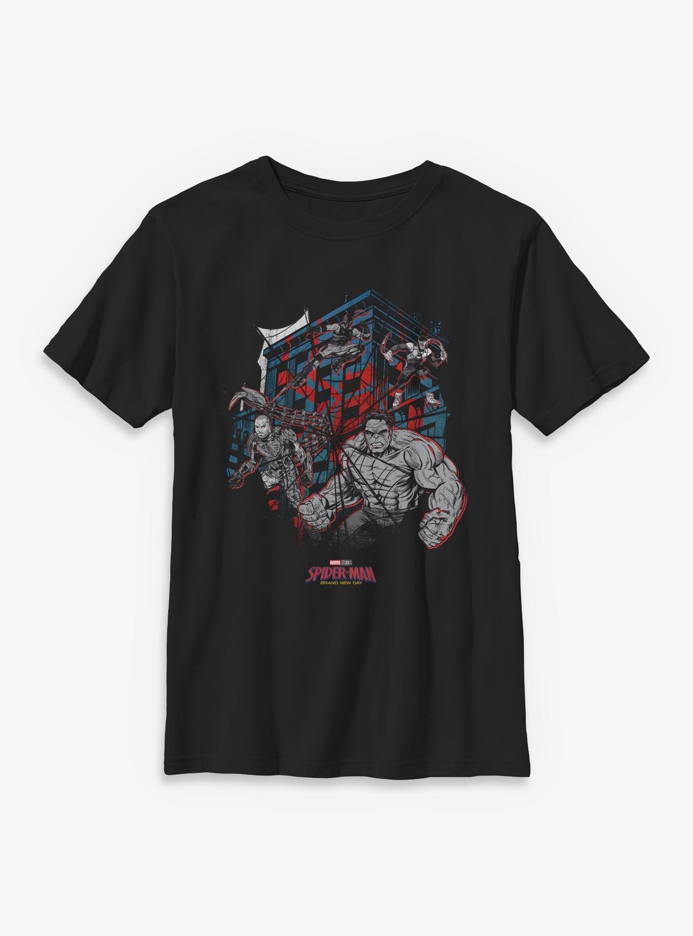 Marvel Spider-Man: Brand New Day Villians In Web Youth T-Shirt, , hi-res