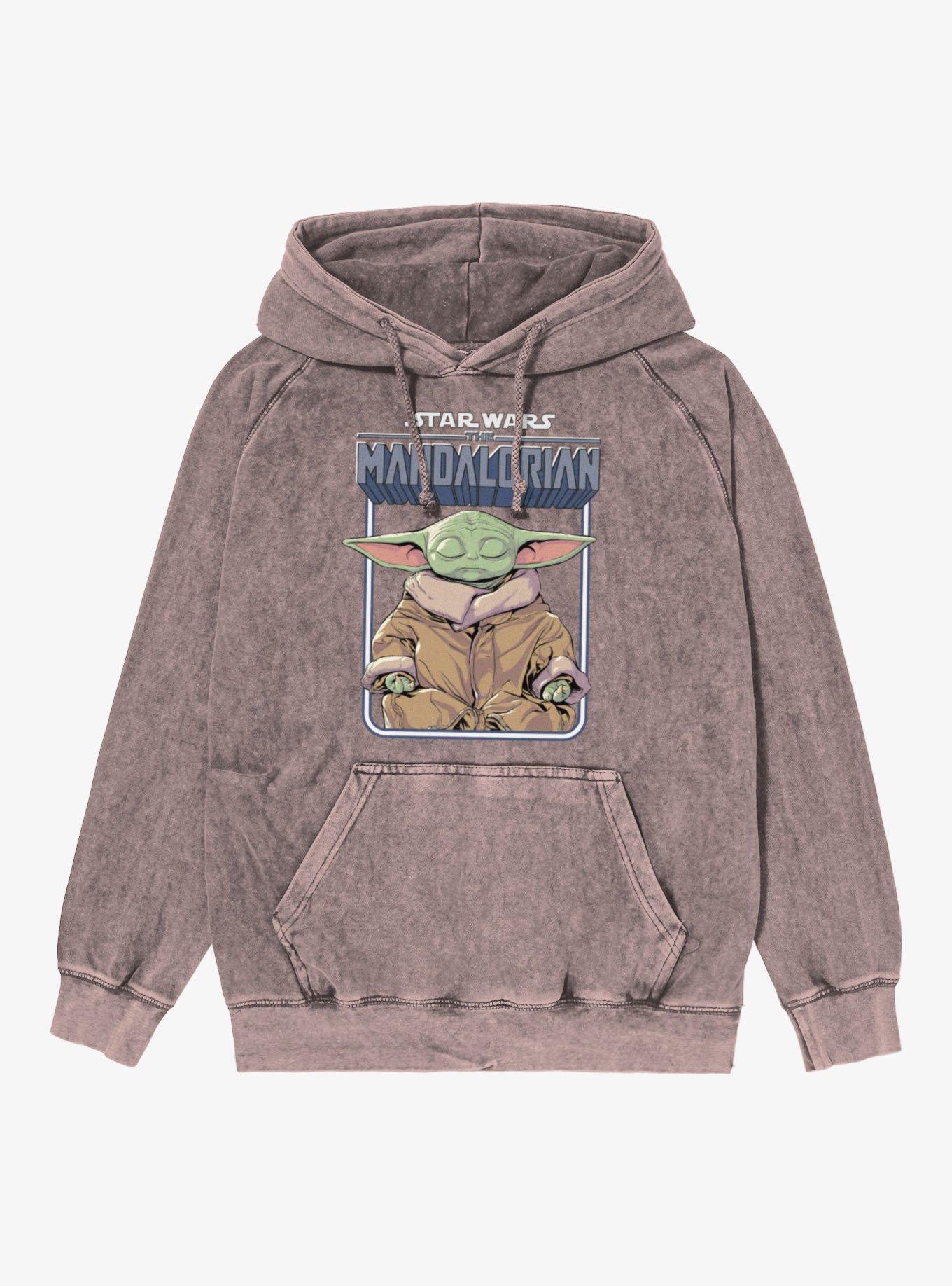 Star Wars The Mandalorian Grogu Meditating Mineral Wash Hoodie, , hi-res