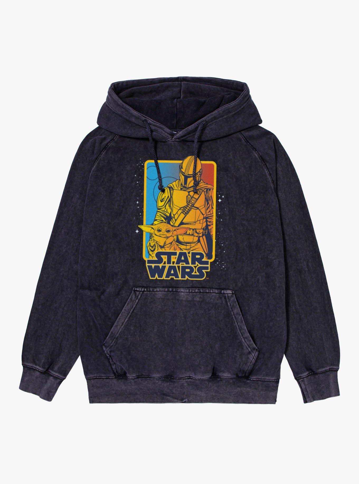 Star Wars The Mandalorian Retro Galaxy Poster Mineral Wash Hoodie, , hi-res