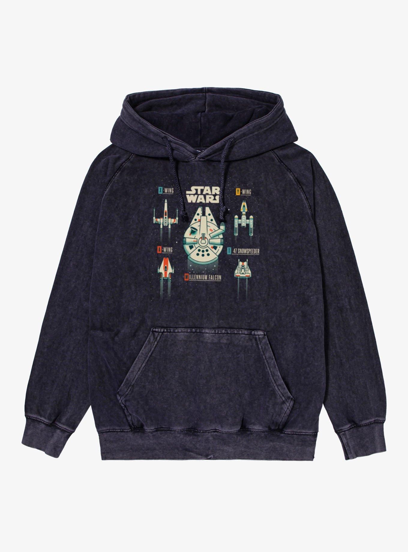 Star Wars Rebel Ship Tattoo Flash Mineral Wash Hoodie, , hi-res