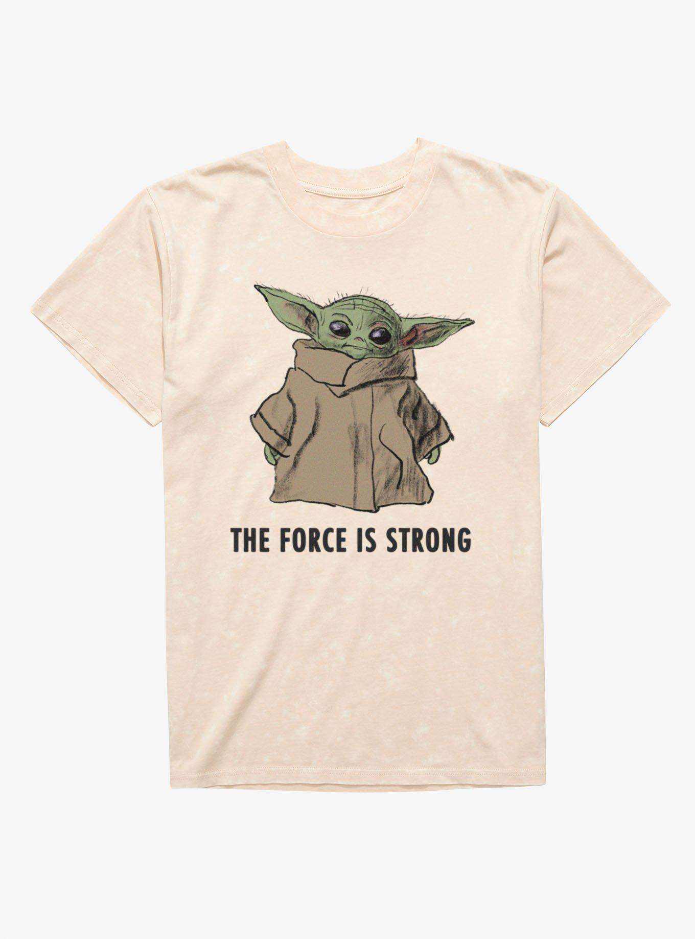 Star Wars The Mandalorian Force Is Strong Grogu Charcoal Sketch Mineral Wash T-Shirt, , hi-res