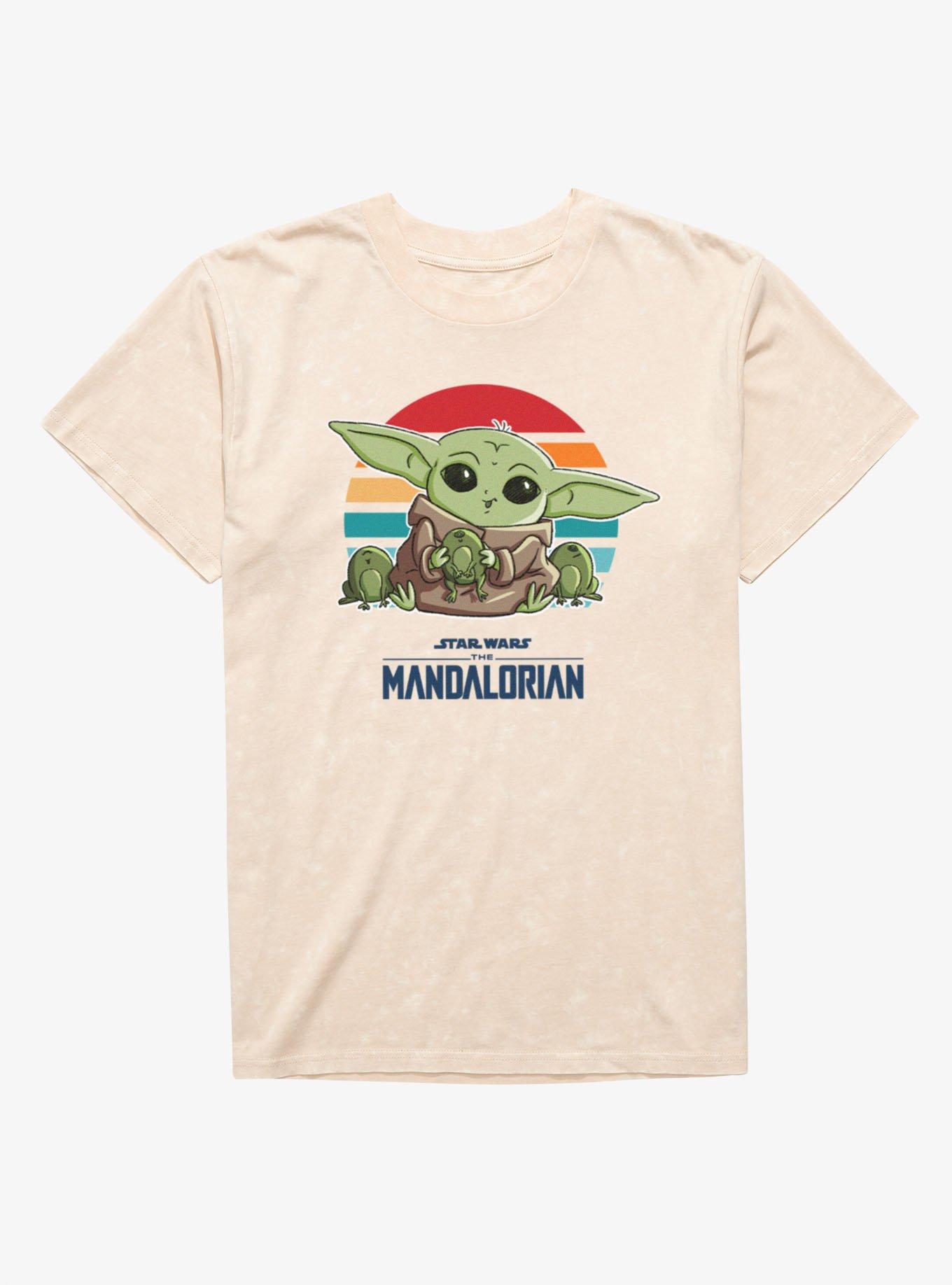 Star Wars The Mandalorian Grogu And Frogs Snacks Mineral Wash T-Shirt, , hi-res