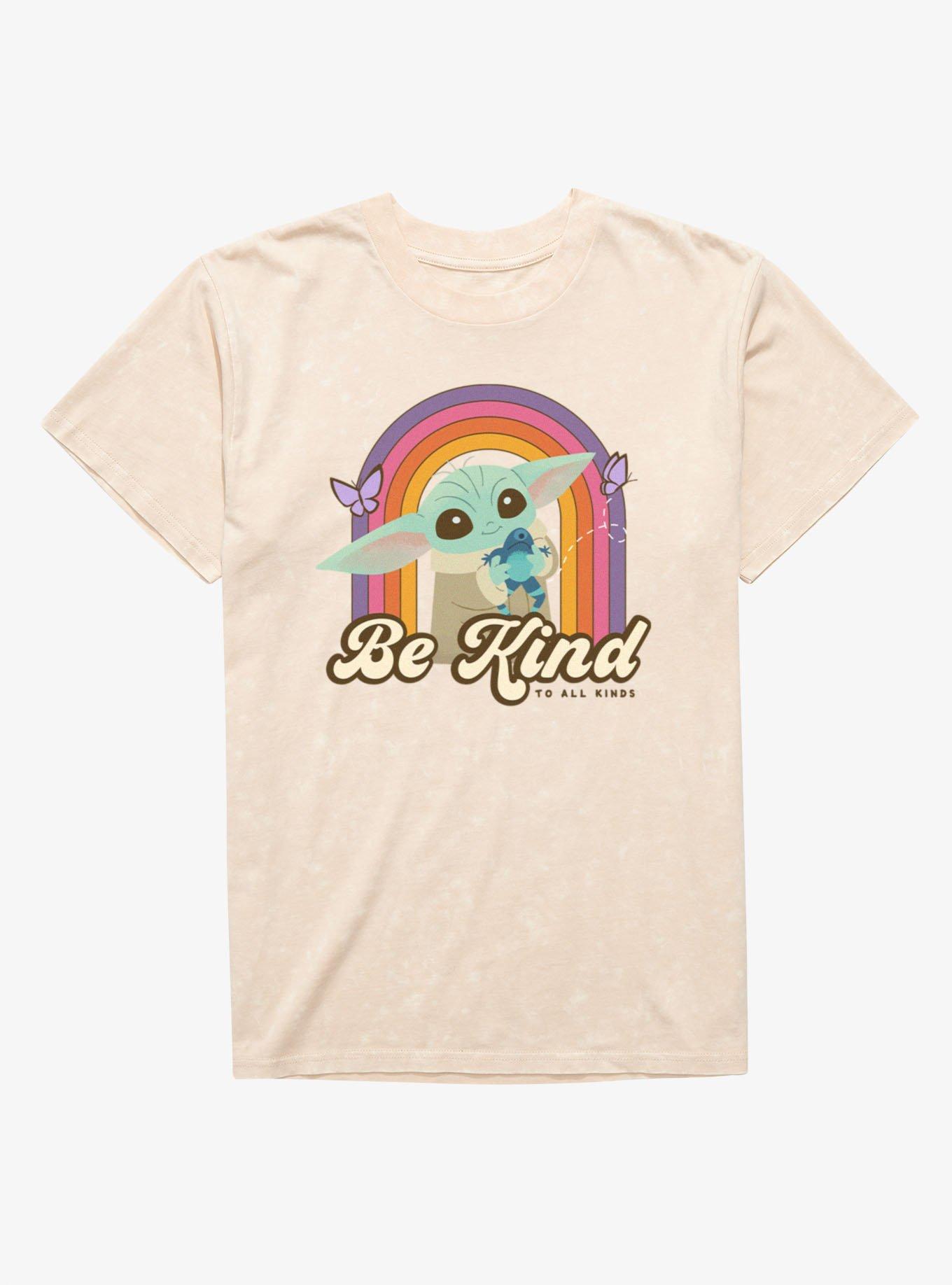 Star Wars Grogu Be Kind Rainbow Mineral Wash T-Shirt, , hi-res