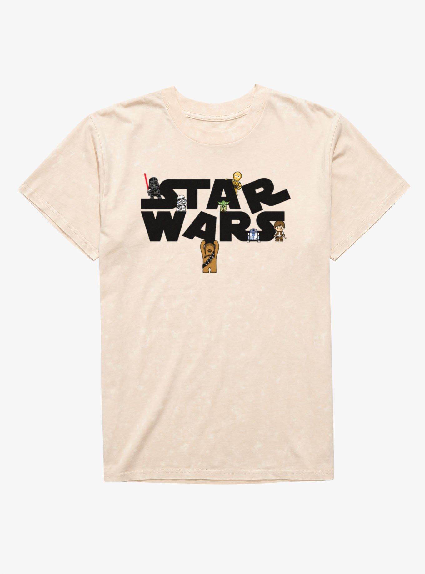 Star Wars Cartoon Logo Destruction Mineral Wash T-Shirt, , hi-res