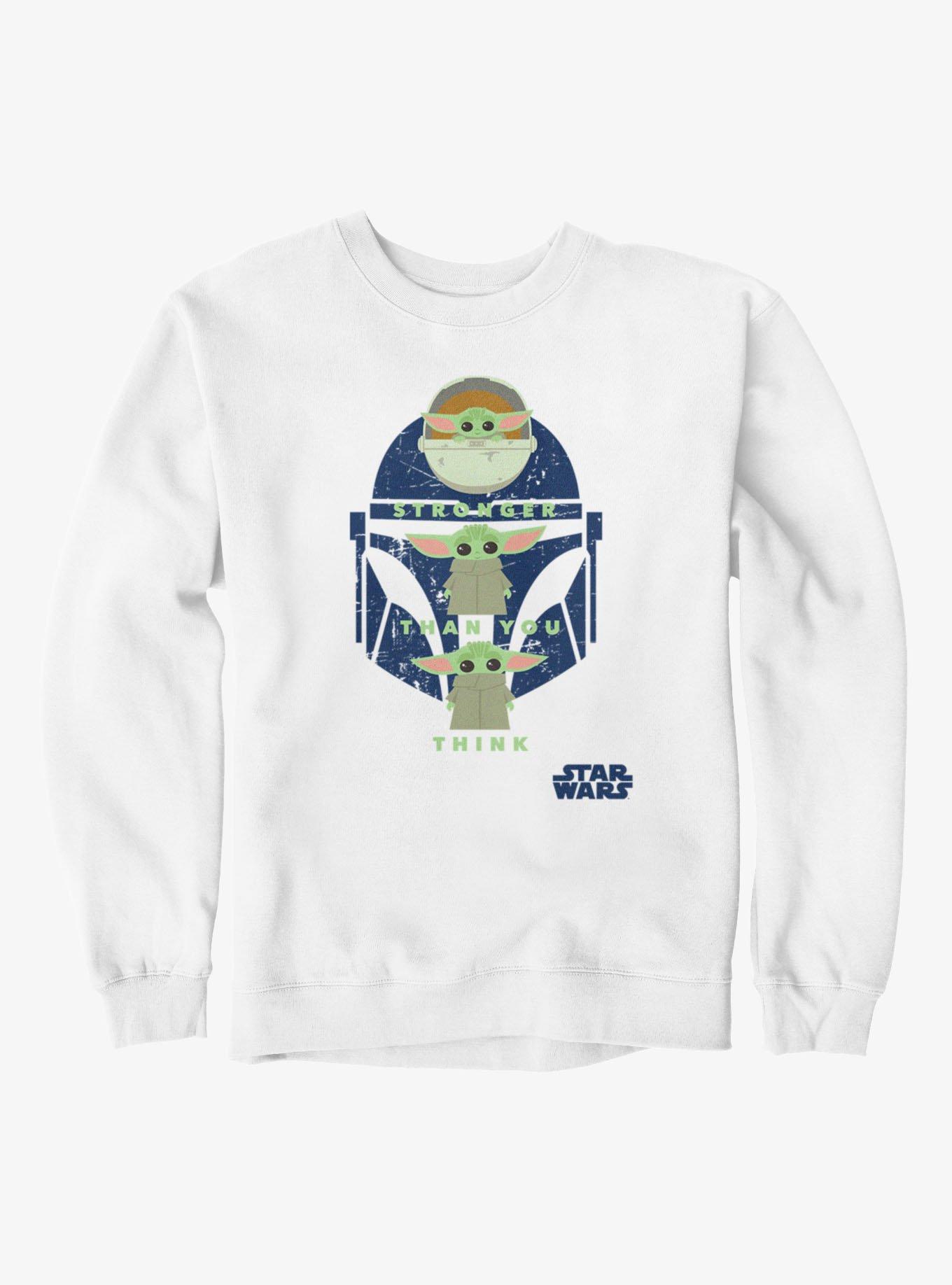 Star Wars The Mandalorian Stronger Than Grogu And Helmet Sweatshirt, WHITE, hi-res view 1