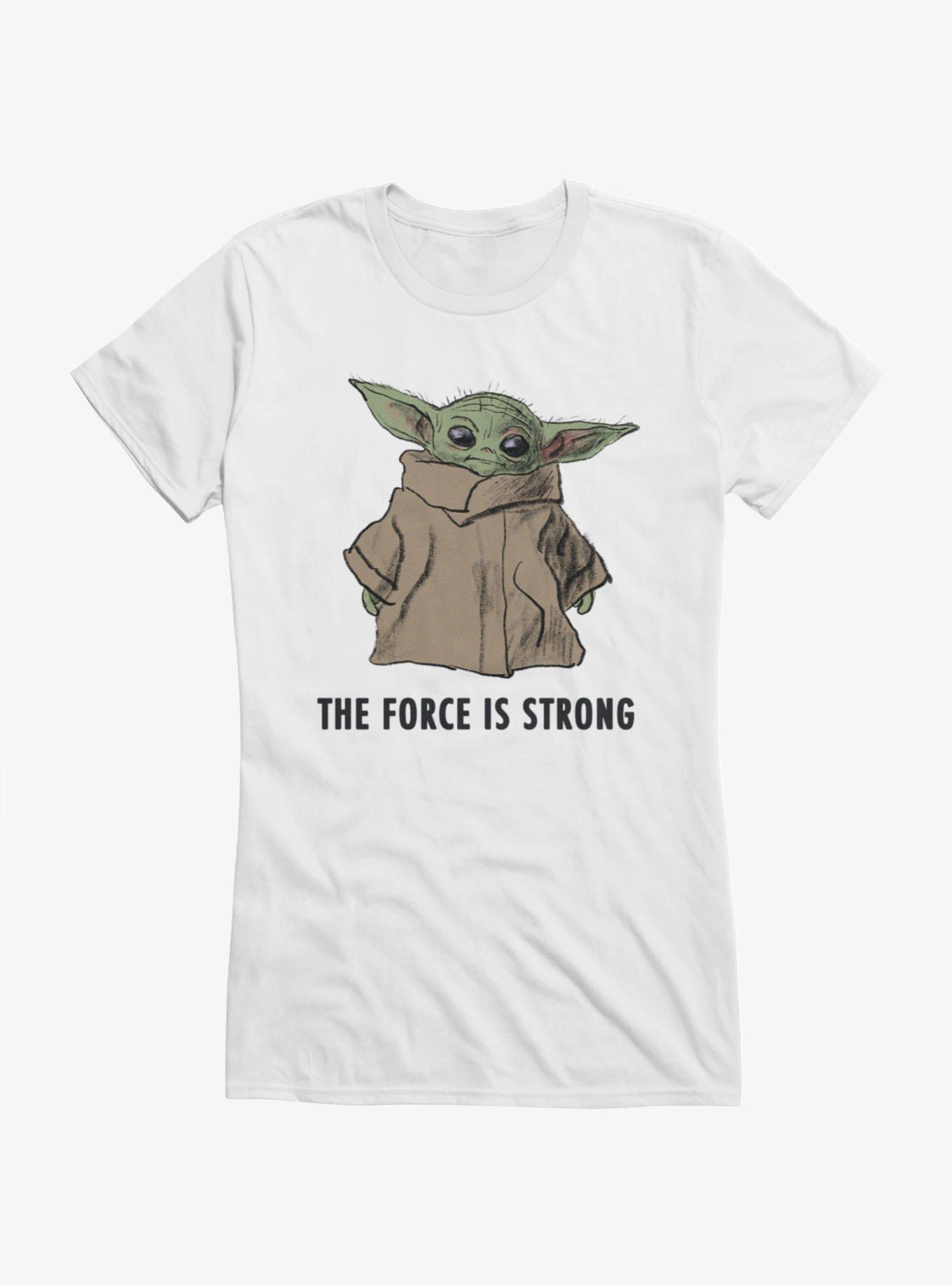 Star Wars The Mandalorian Force Is Strong Grogu Charcoal Sketch Girls T-Shirt, , hi-res
