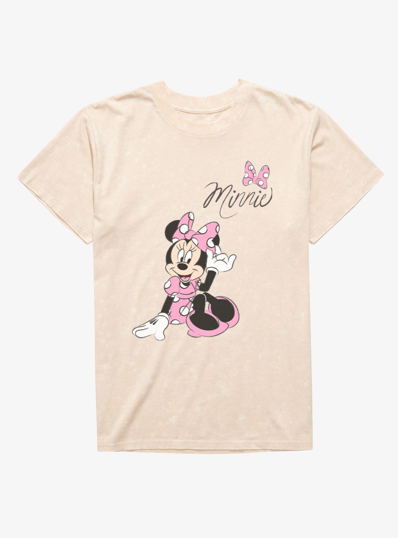 Disney Minnie Mouse Pink Dress Polka Dots Mineral Wash T-Shirt, , hi-res