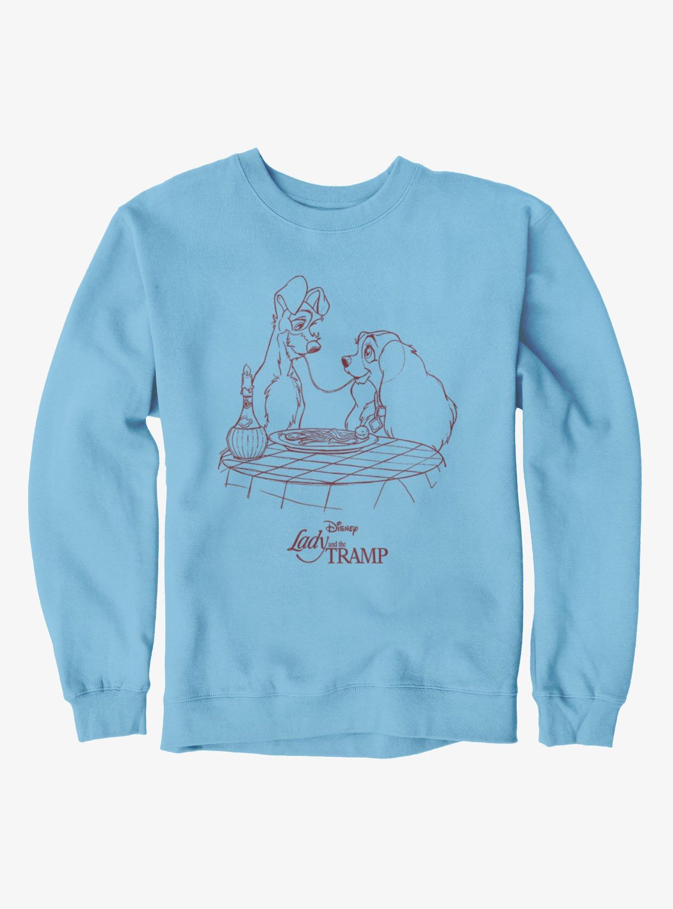 Disney Lady And The Tramp Noodle Night Outline Sweatshirt