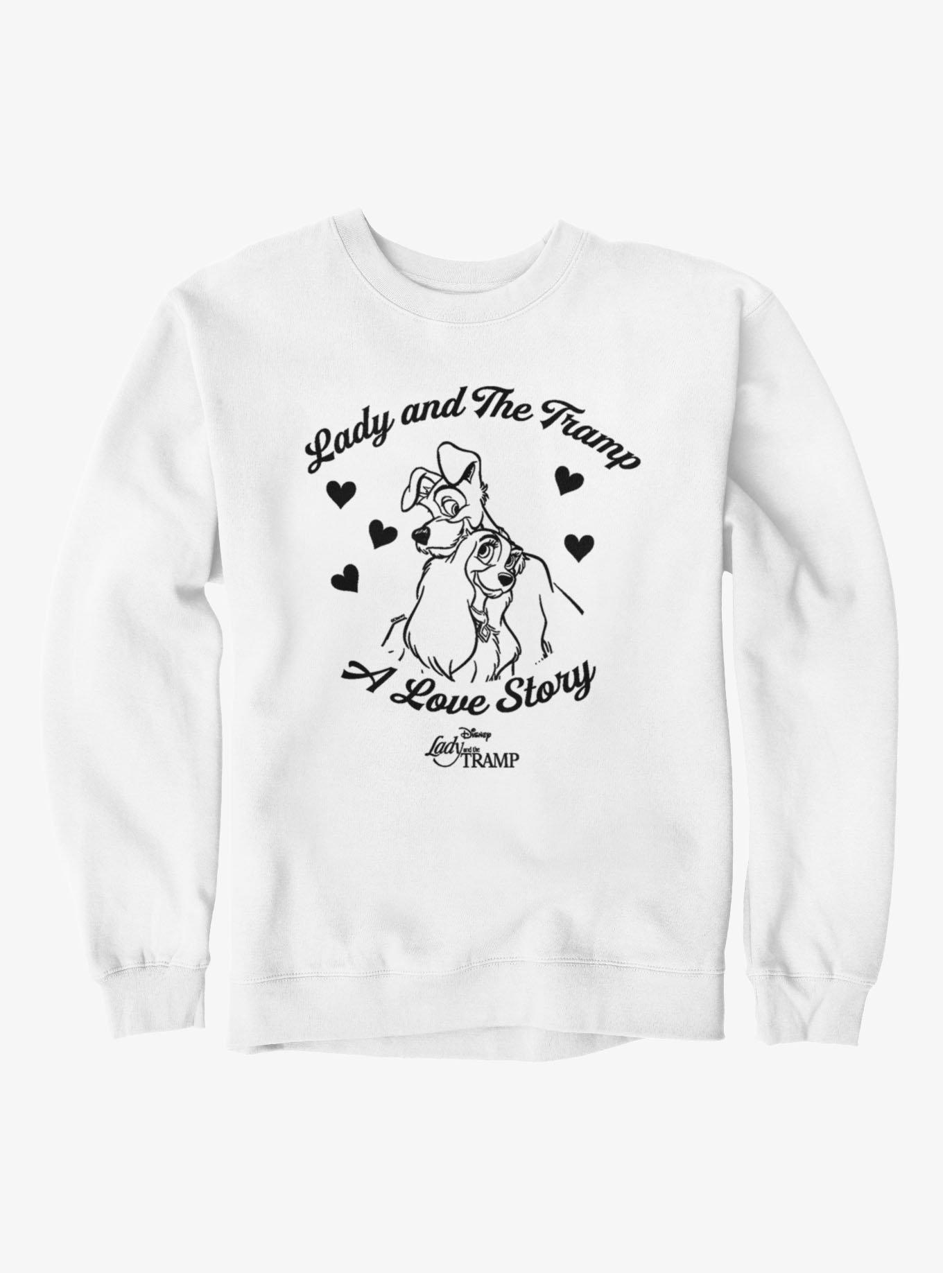 Disney Lady And The Tramp A Love Story Hearts Sweatshirt, , hi-res