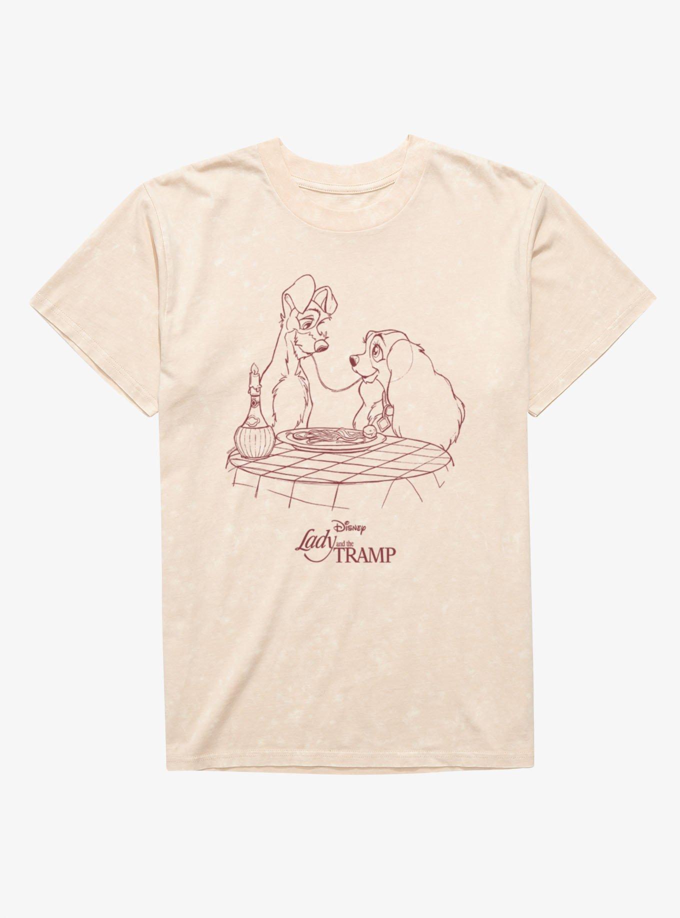 Disney Lady And The Tramp Noodle Night Outline Mineral Wash T-Shirt, , hi-res