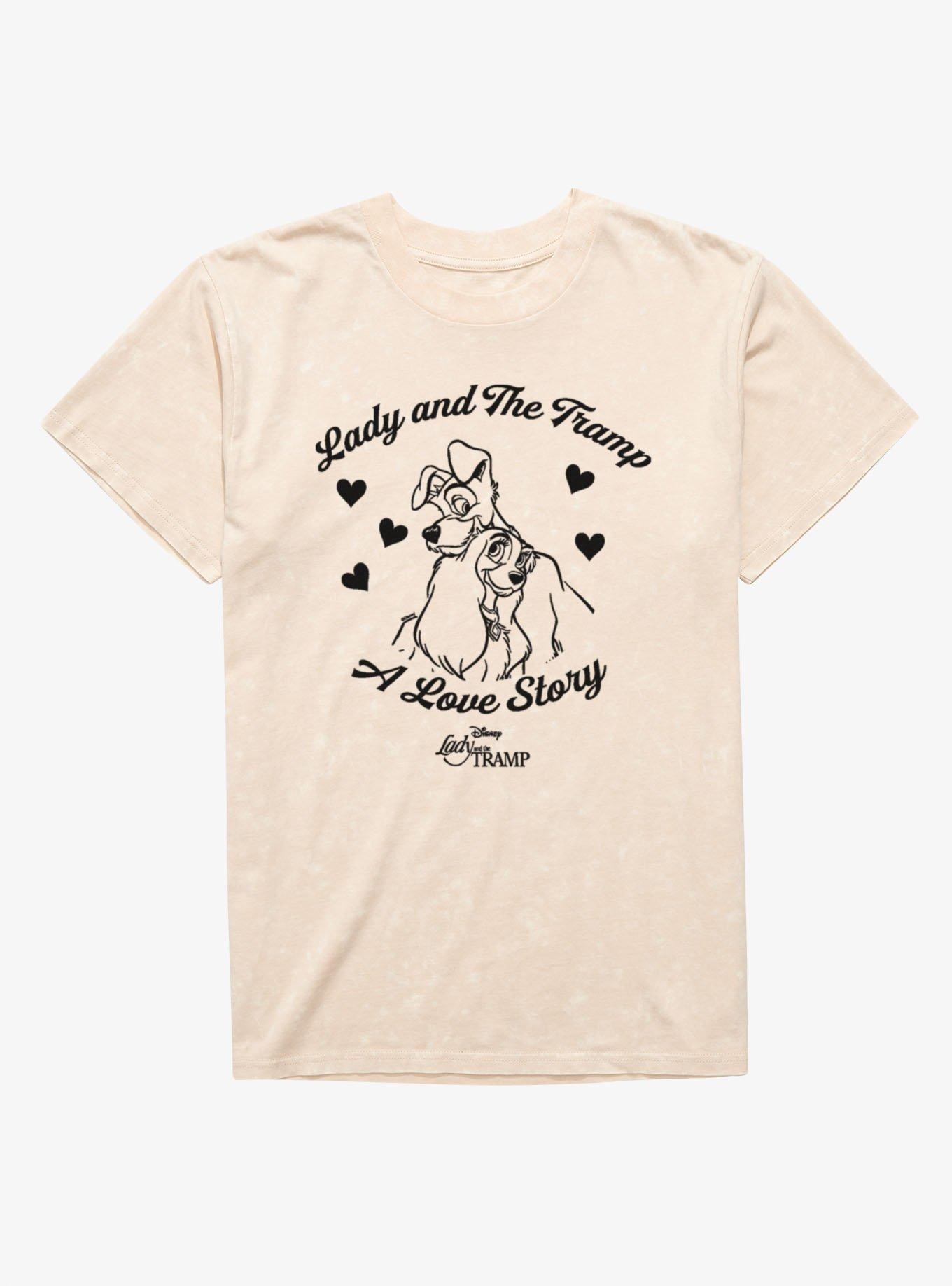 Disney Lady And The Tramp A Love Story Hearts Mineral Wash T-Shirt, , hi-res