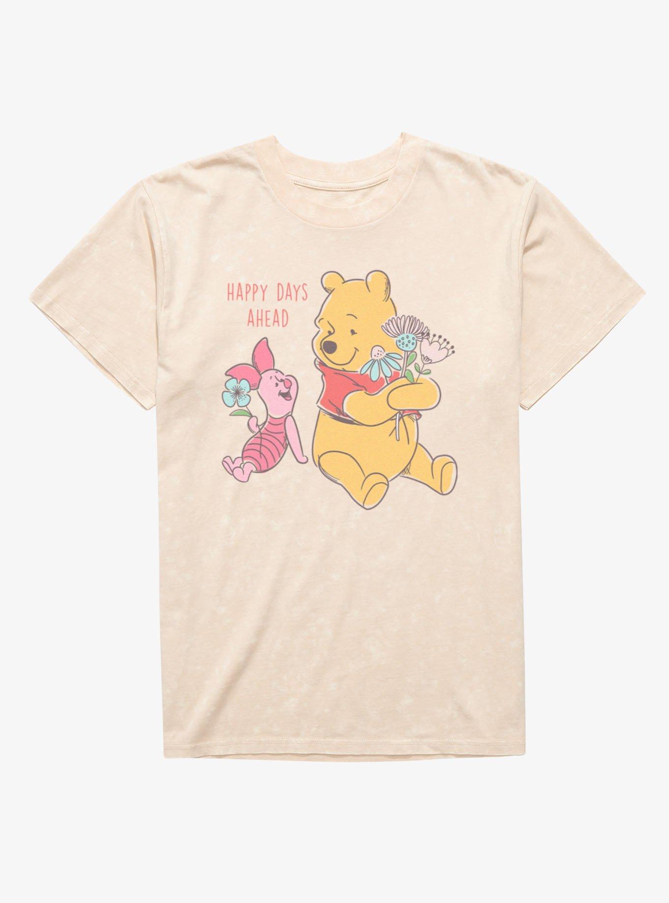 Disney Winnie The Pooh Happy Days Ahead With Piglet Flowers Mineral Wash T-Shirt, , hi-res