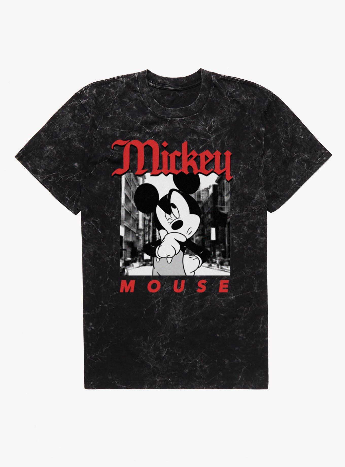 Disney Mickey Mouse Thinking On The Street Photo Mineral Wash T-Shirt, , hi-res