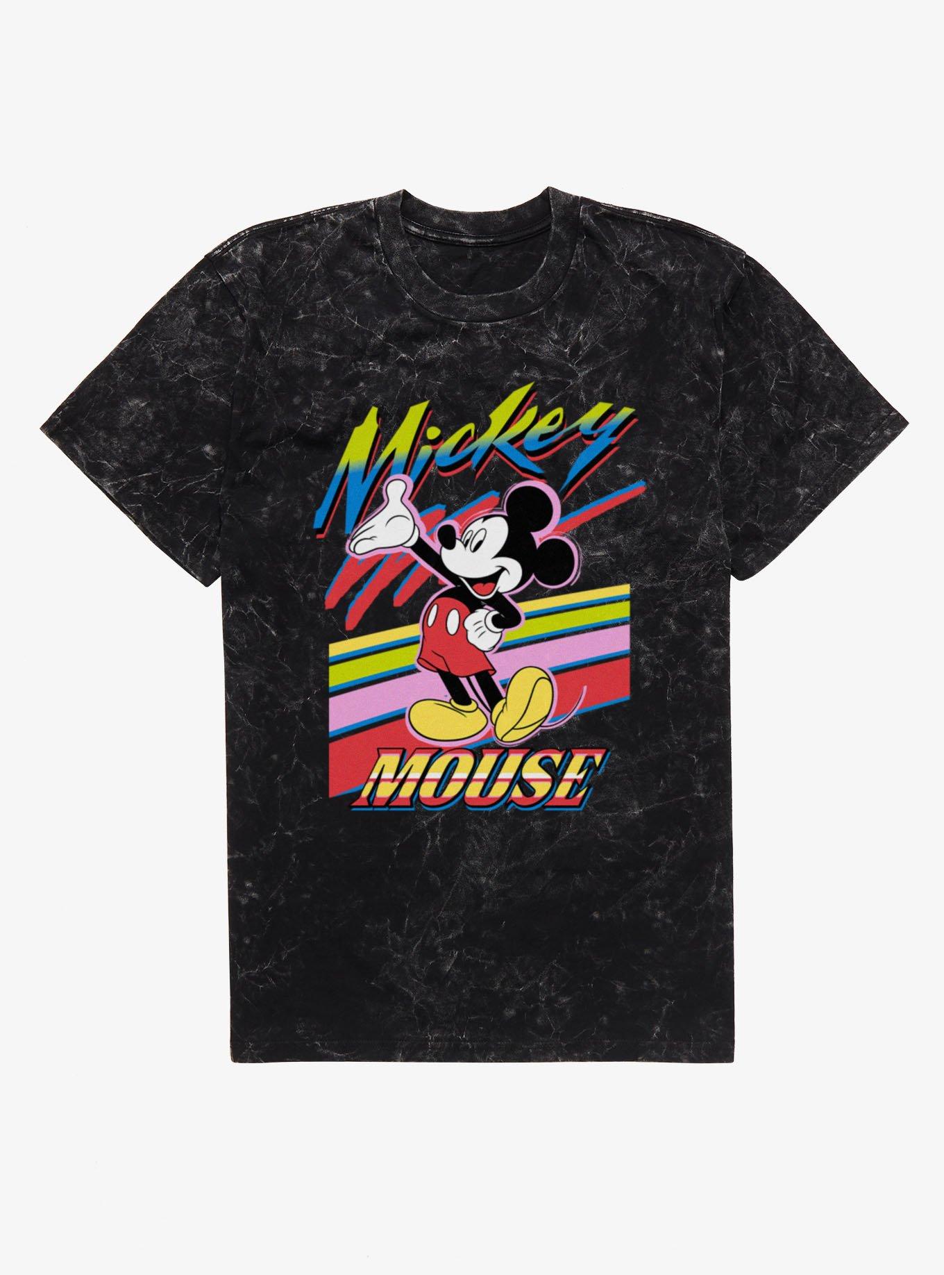 Disney Mickey Mouse Retro Paint Stripes Mineral Wash T-Shirt, , hi-res