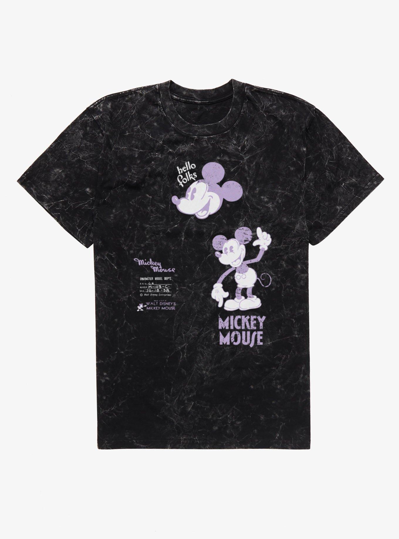 Disney Mickey Mouse Character Model Retro Sketch Mineral Wash T-Shirt, , hi-res