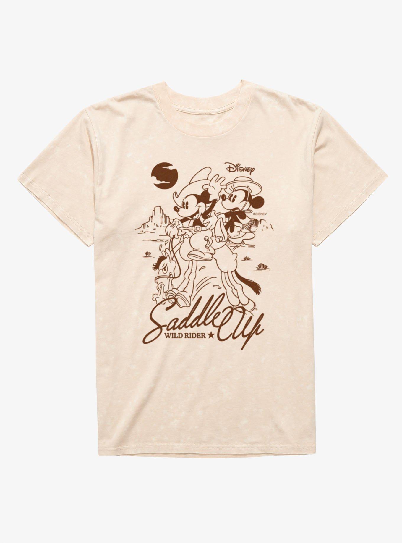 Disney Mickey Mouse Saddle Up Wild Ride Line Art Mineral Wash T-Shirt, , hi-res