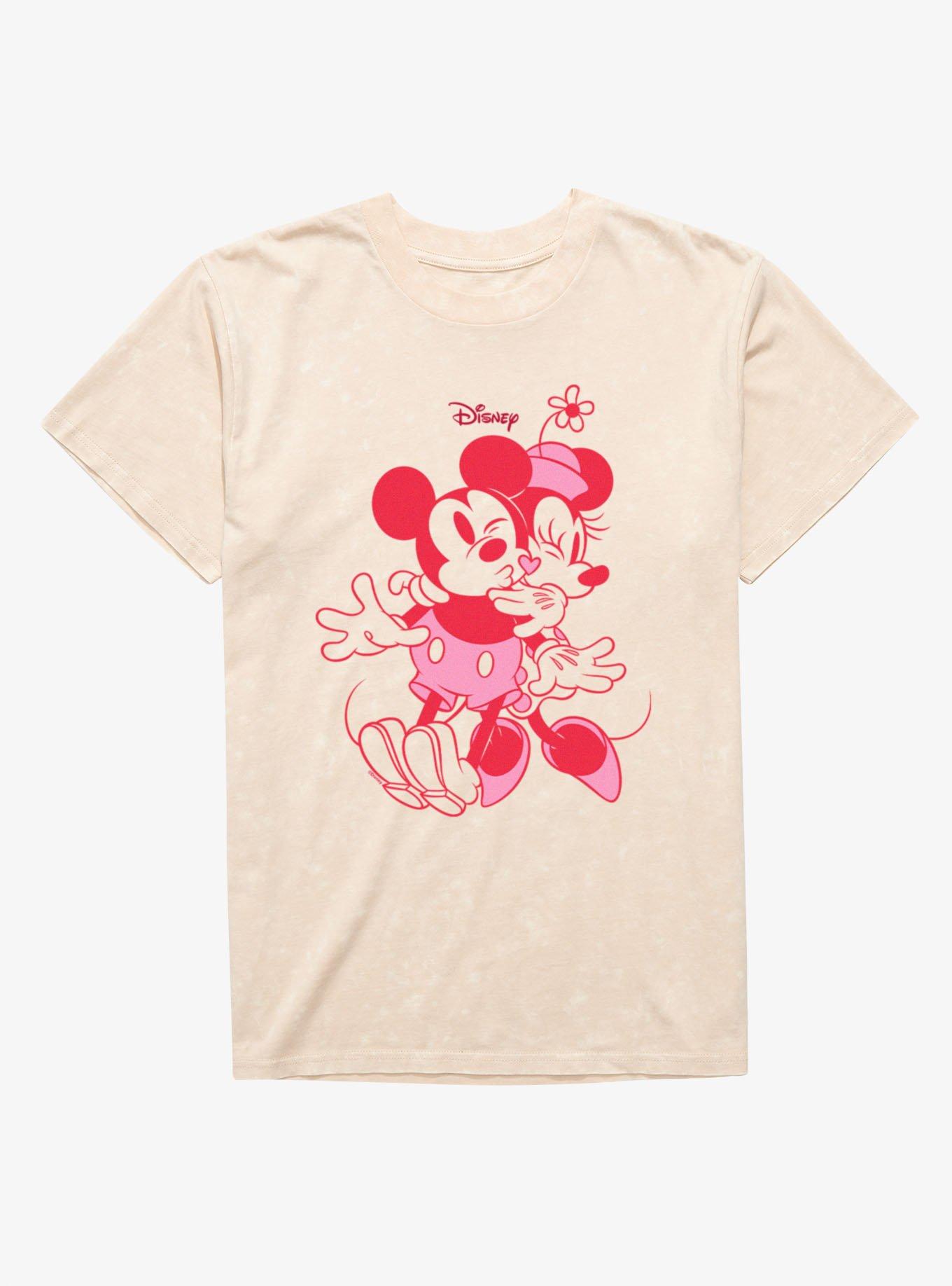 Disney Mickey Mouse Pink Hug And Heart Minnie Mineral Wash T-Shirt, , hi-res