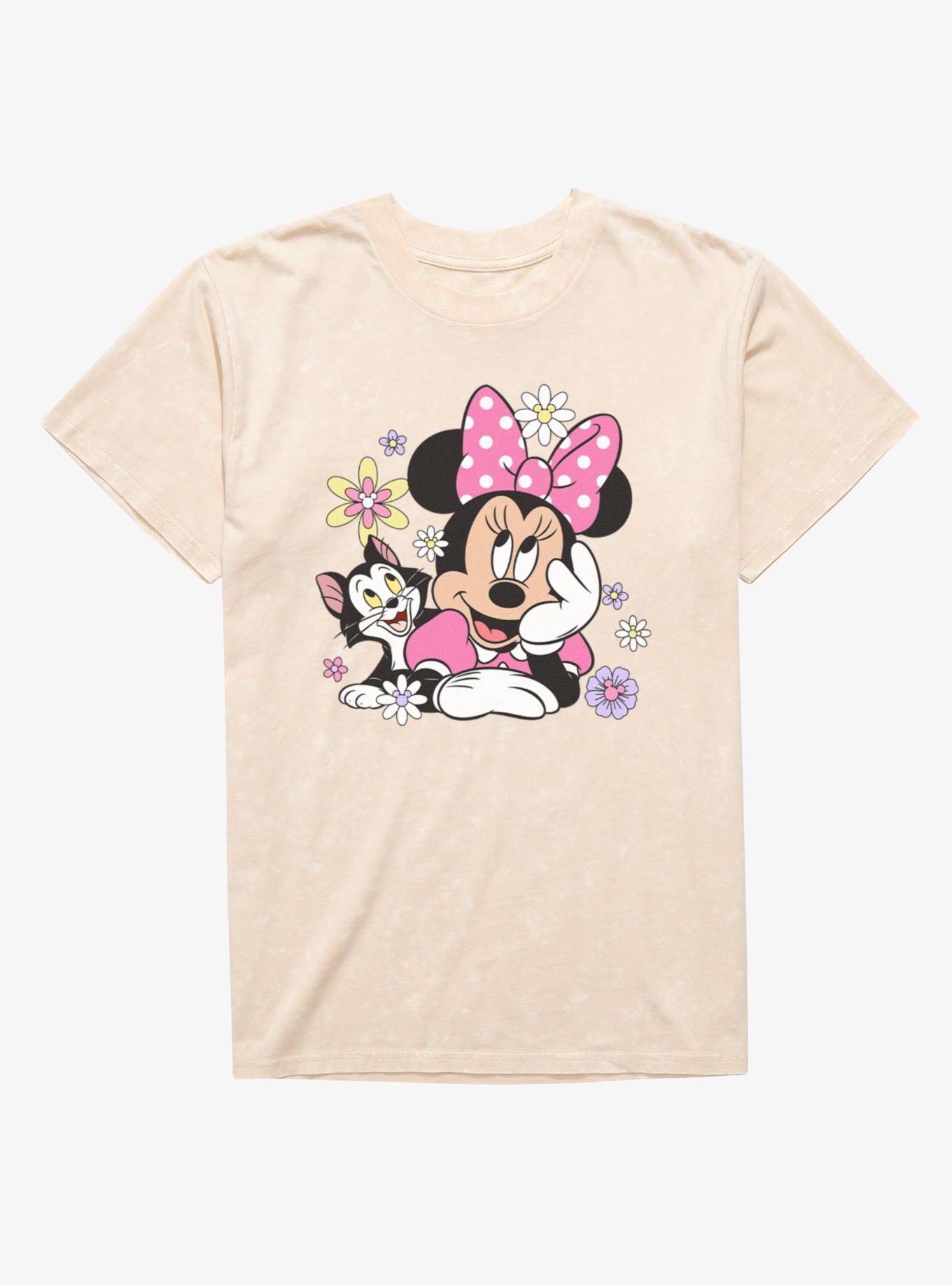 Disney Minnie Mouse Cat Flowers Mineral Wash T-Shirt, , hi-res