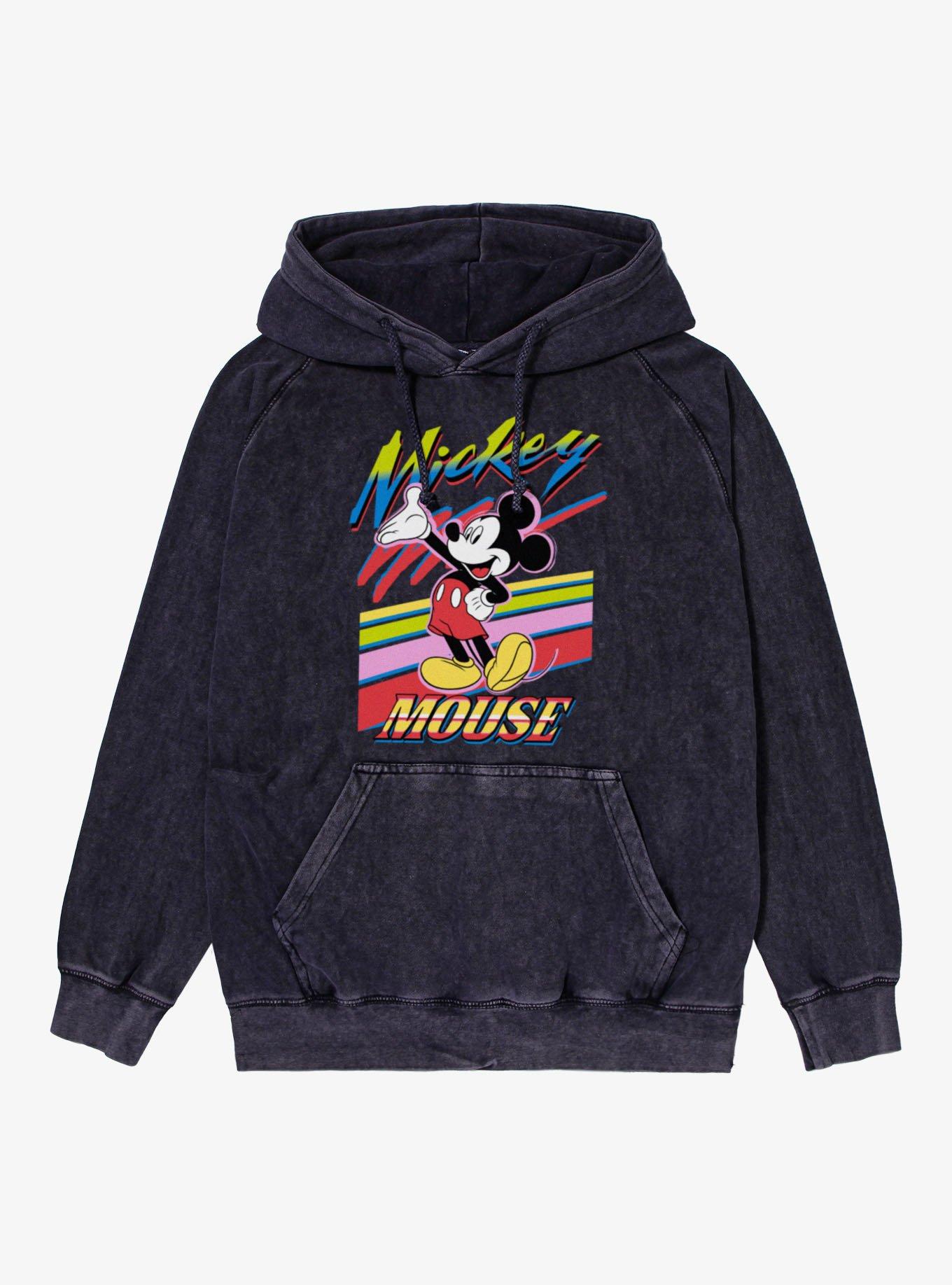 Disney Mickey Mouse Retro Paint Stripes Vintage Mineral Washed Hoodie, , hi-res