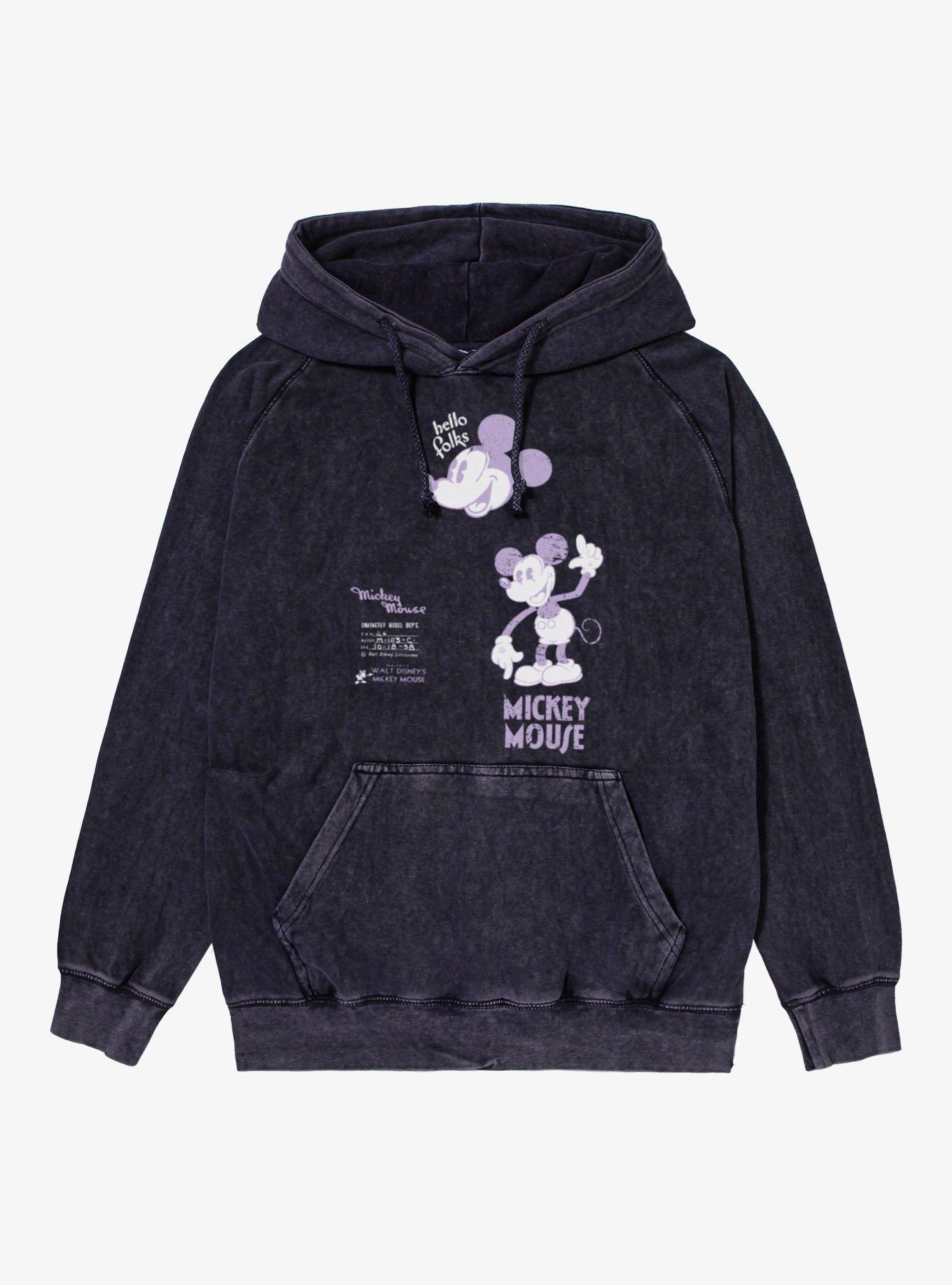 Disney Mickey Mouse Character Model Retro Sketch Vintage Mineral Washed Hoodie, , hi-res