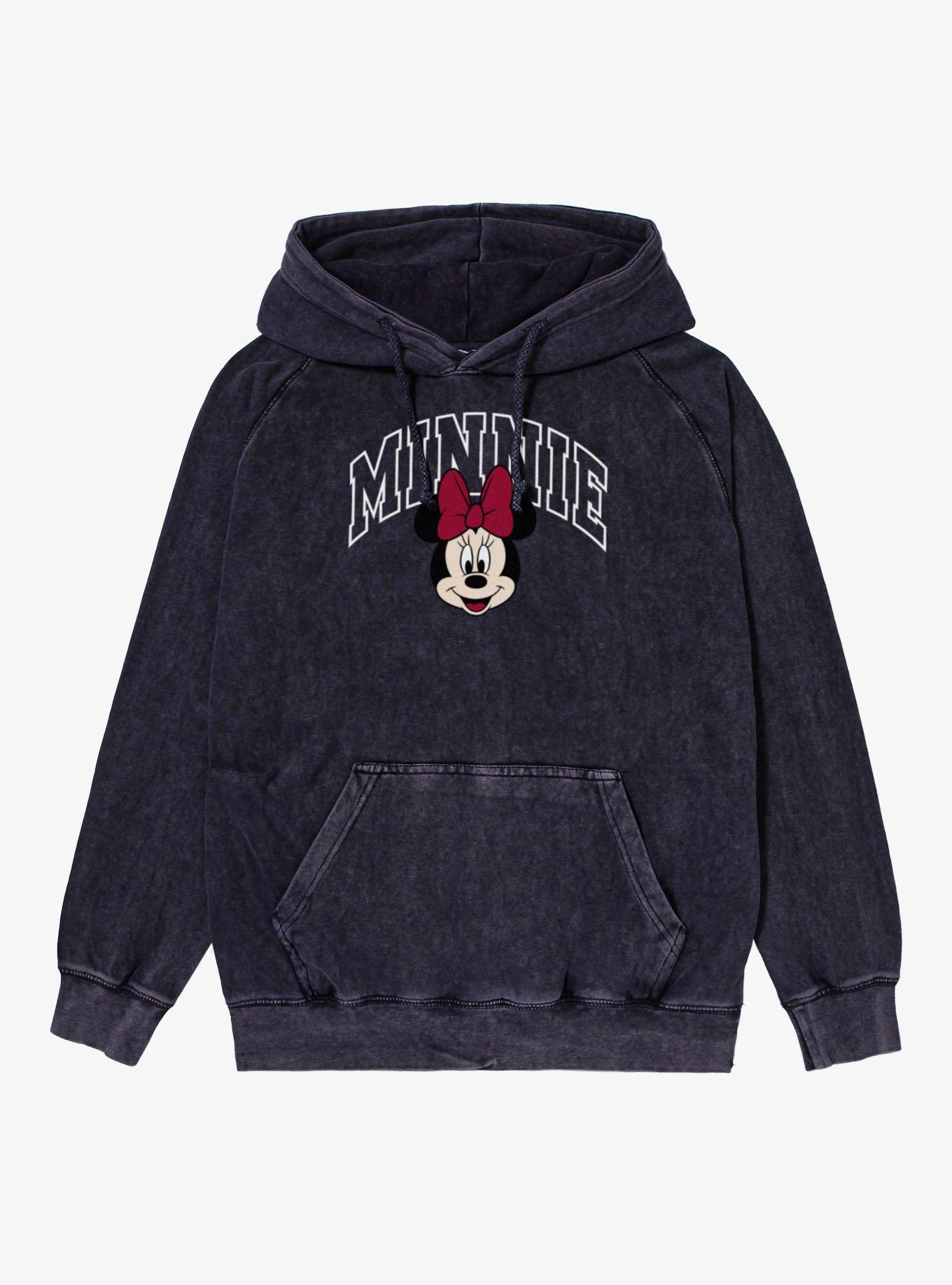 Disney Minnie Mouse Collegiate Outline Vintage Mineral Washed Hoodie, , hi-res