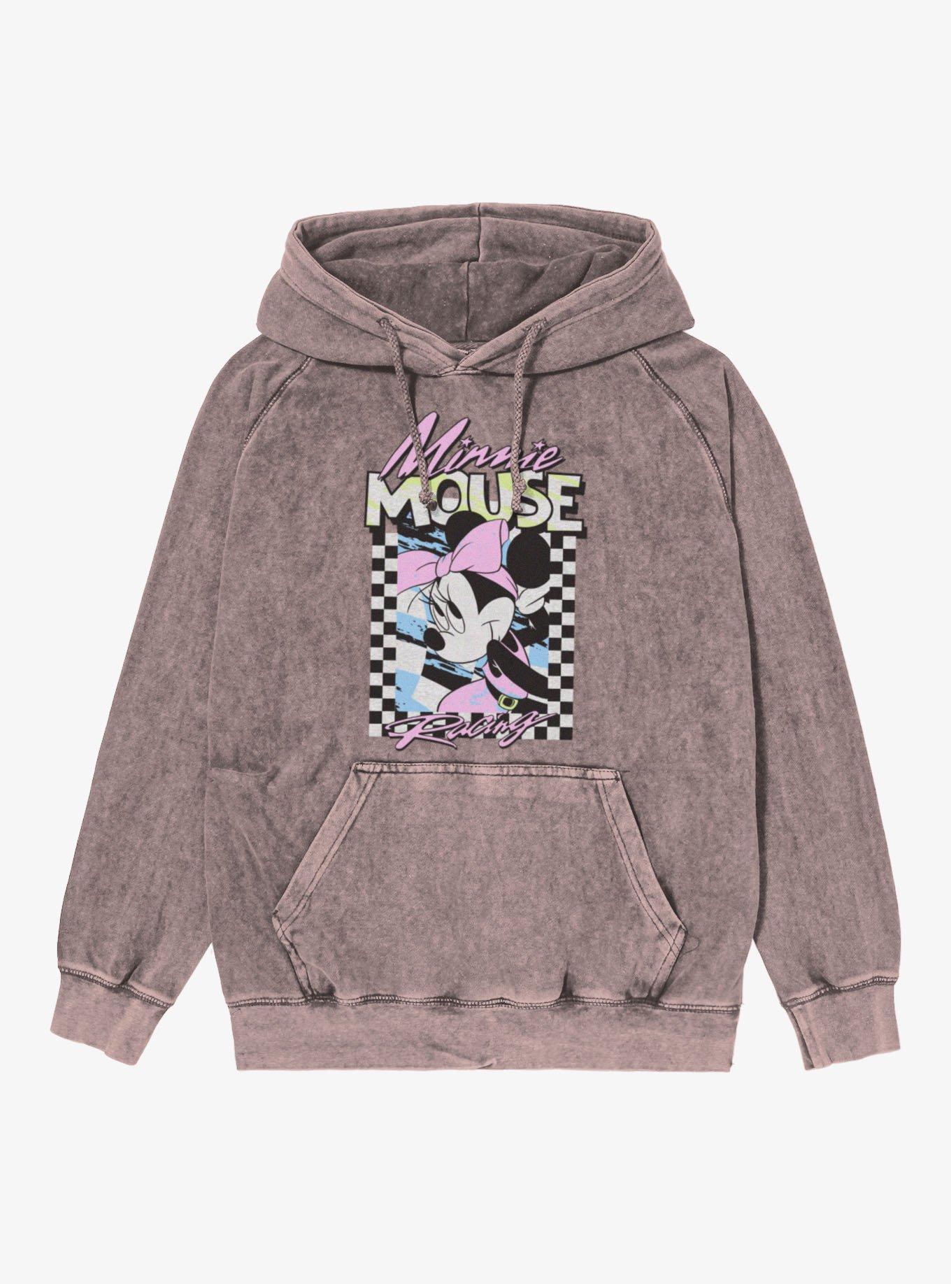 Disney Minnie Mouse Racing Checkered Frame Vintage Mineral Washed Hoodie, , hi-res