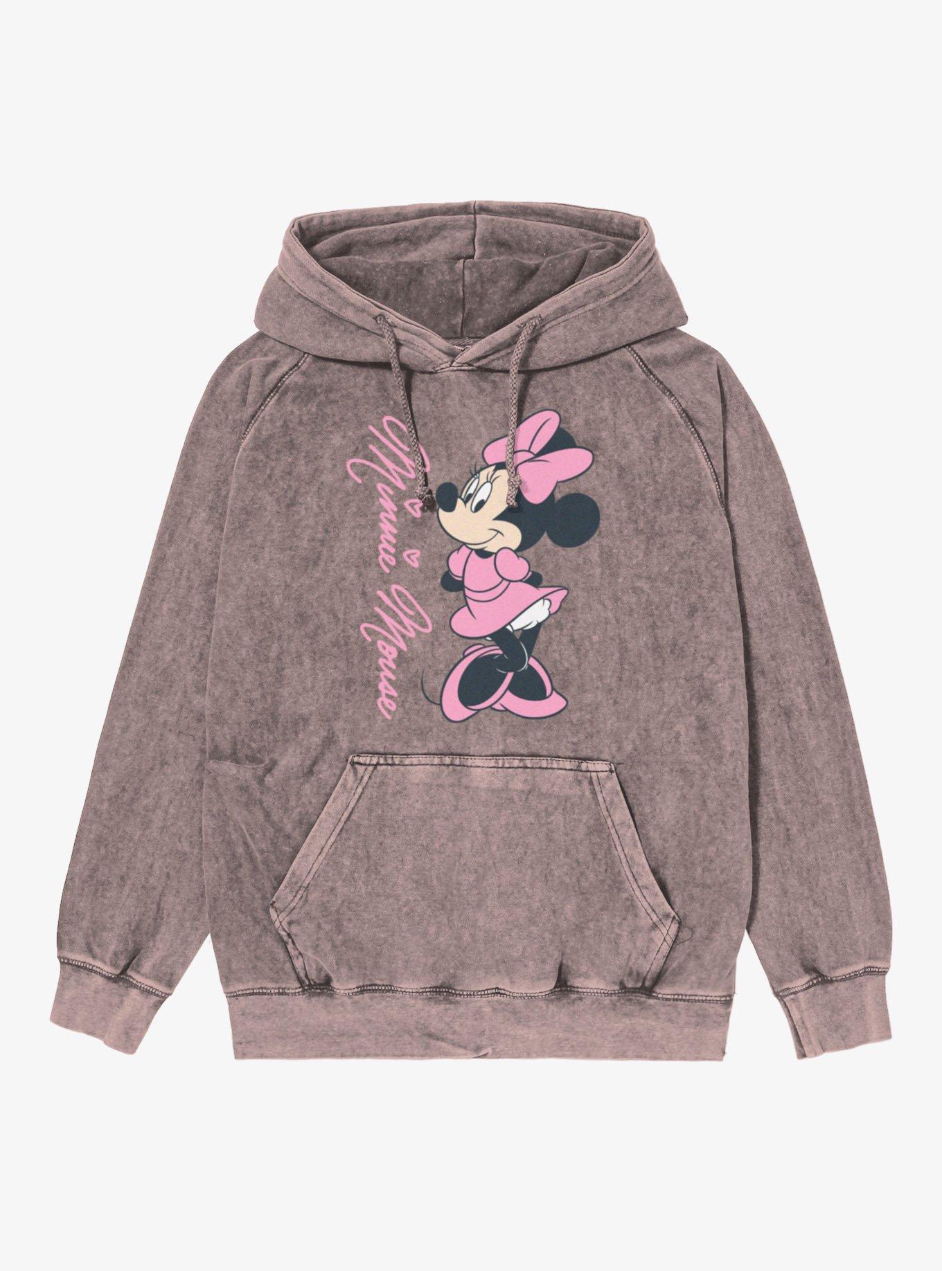 Disney Minnie Mouse Signature Pink Outfit Vintage Mineral Washed Hoodie, , hi-res
