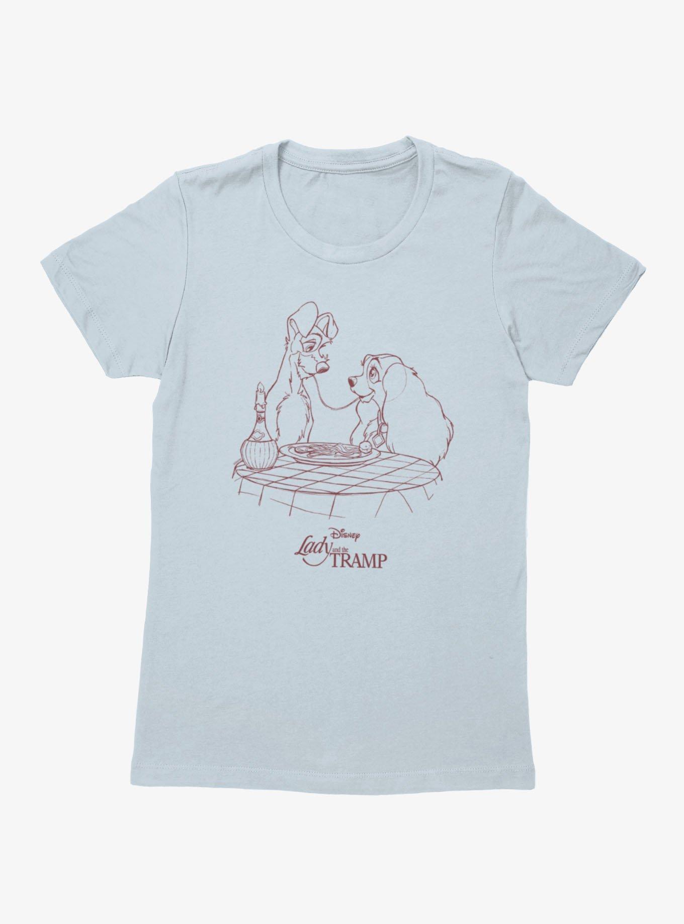Disney Lady And The Tramp Noodle Night Outline Womens T-Shirt, , hi-res