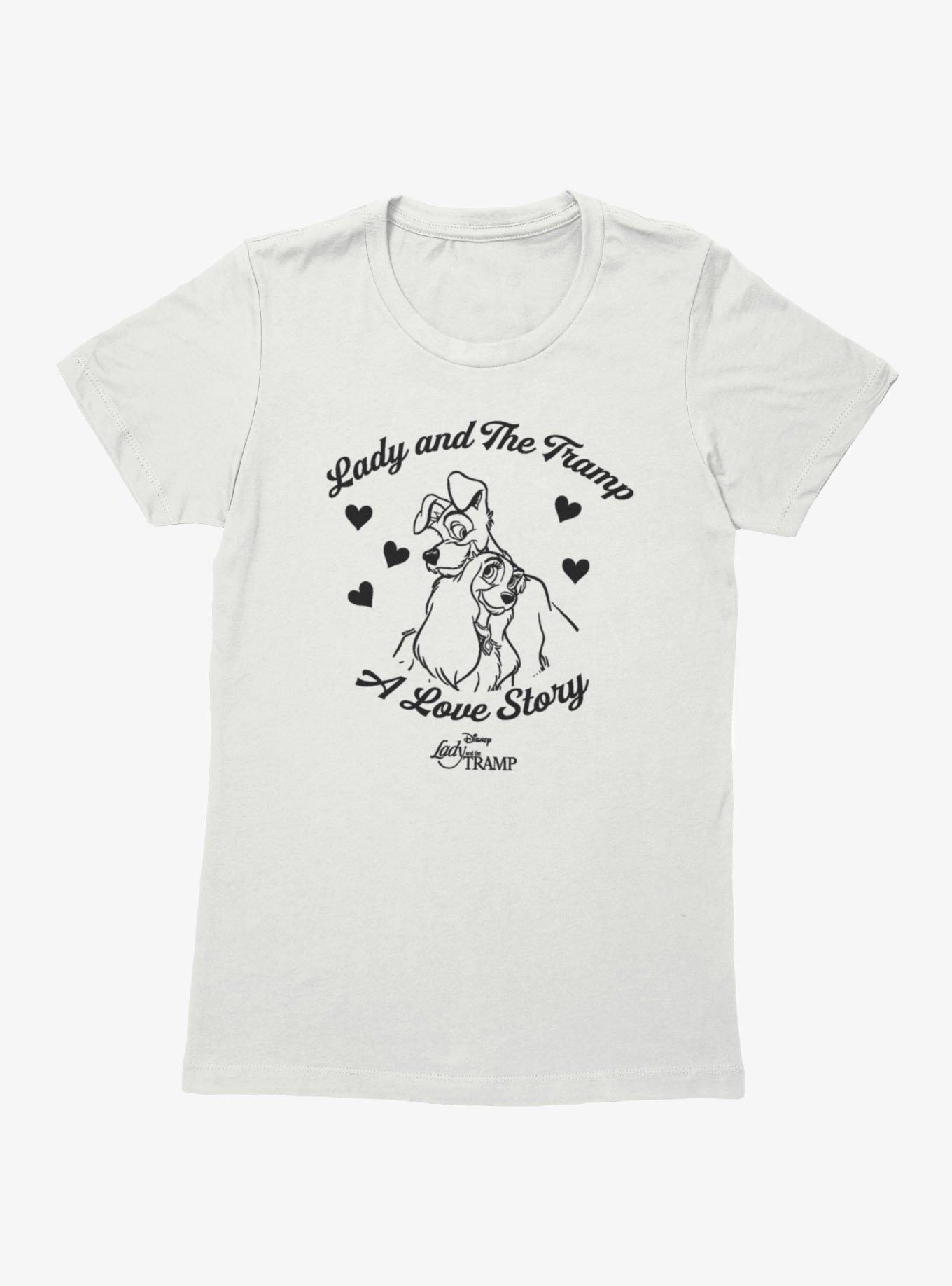 Disney Lady And The Tramp A Love Story Hearts Womens T-Shirt, , hi-res