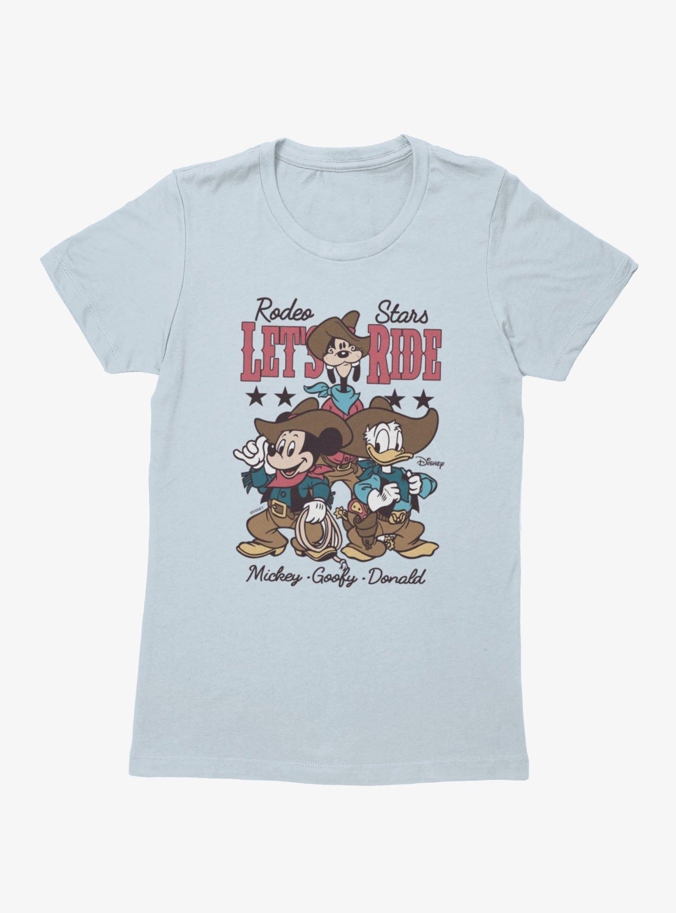 Disney Mickey Mouse Rodeo Stars Let's Ride Mickey Goofy Donald Womens T-Shirt, , hi-res