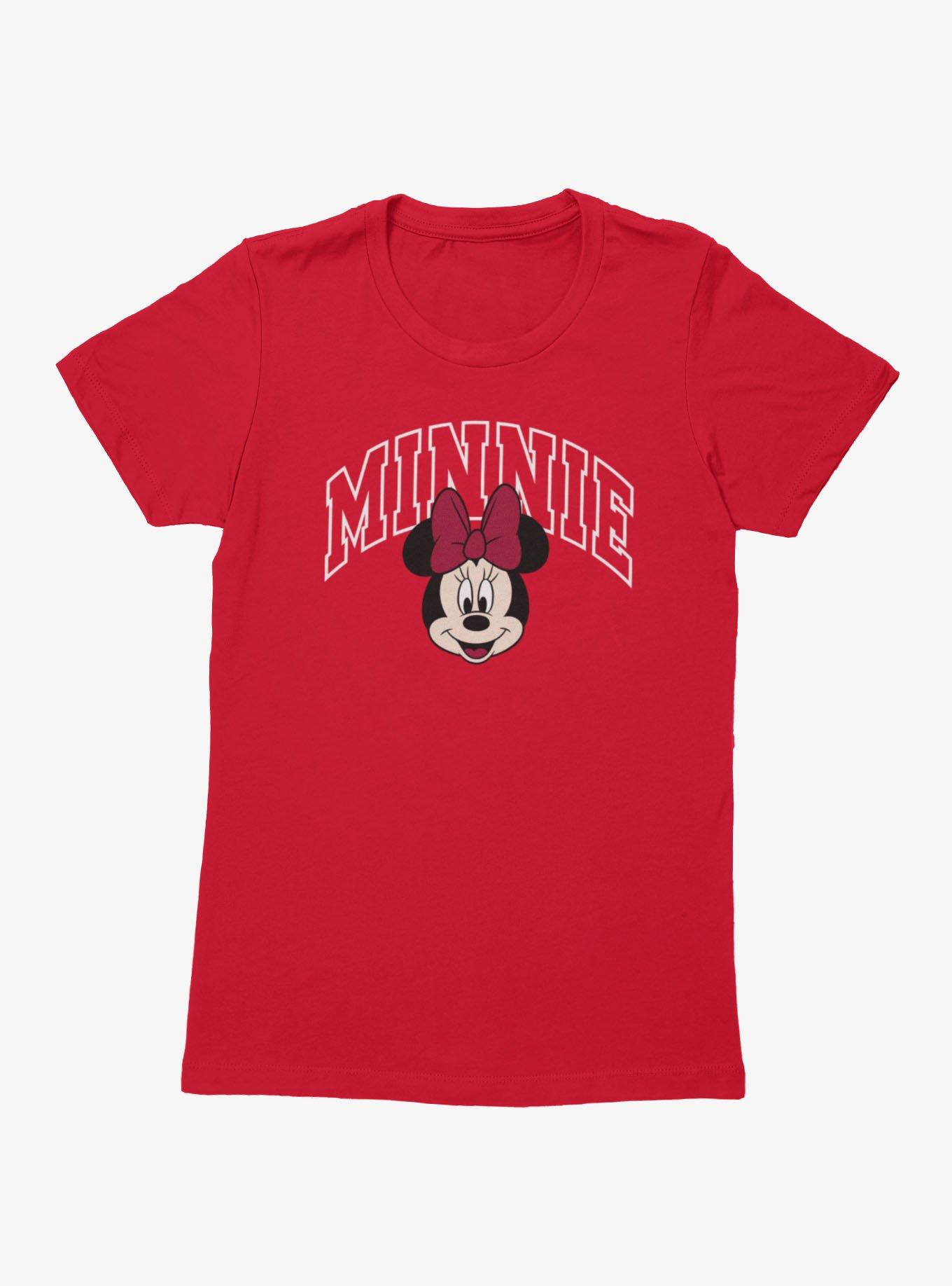 Disney Minnie Mouse Collegiate Outline Womens T-Shirt, RED, hi-res view 1